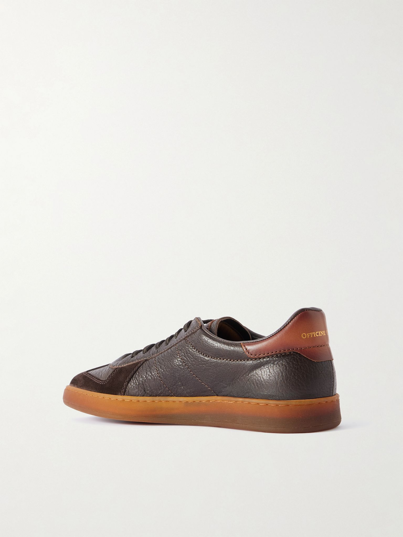 Militia 001 Suede-Trimmed Full-Grain Deerskin Sneakers Dark brown - 4