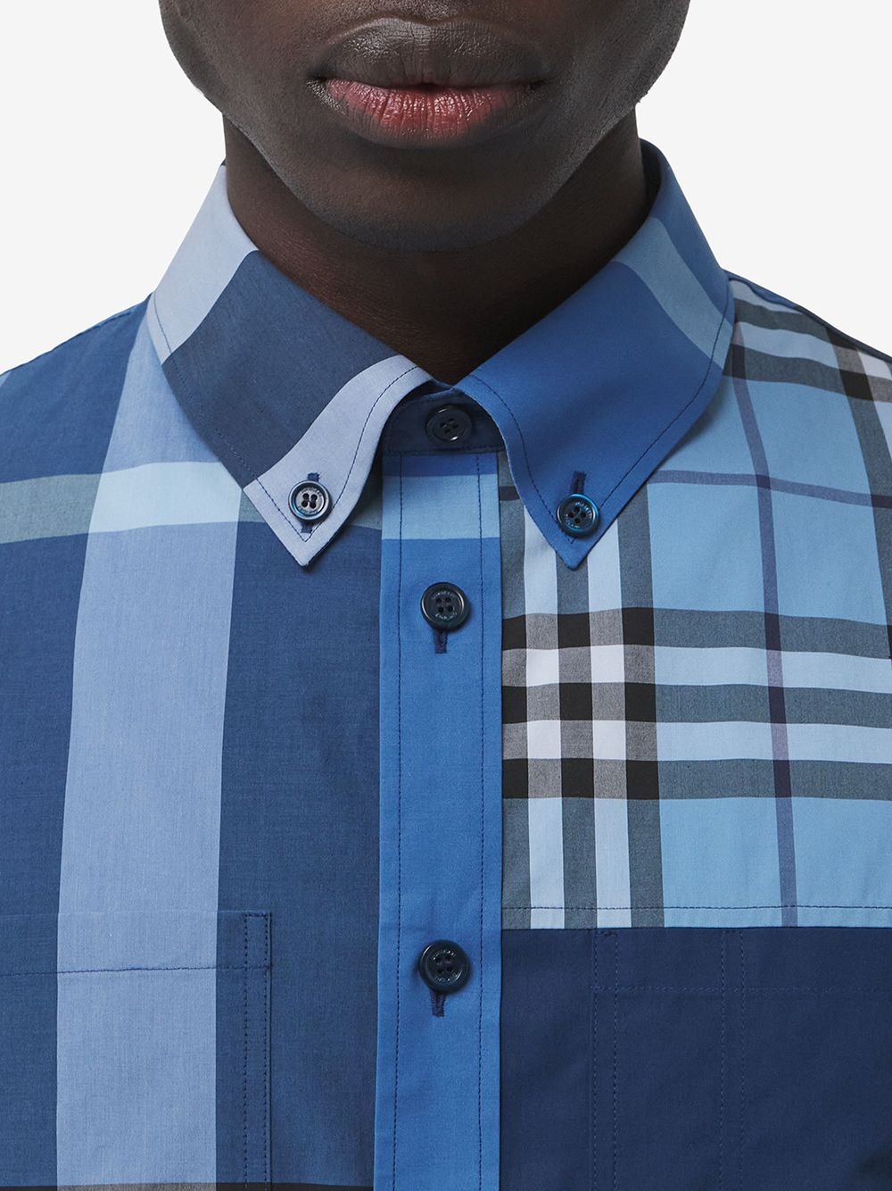 multi-panel check-print shirt - 5