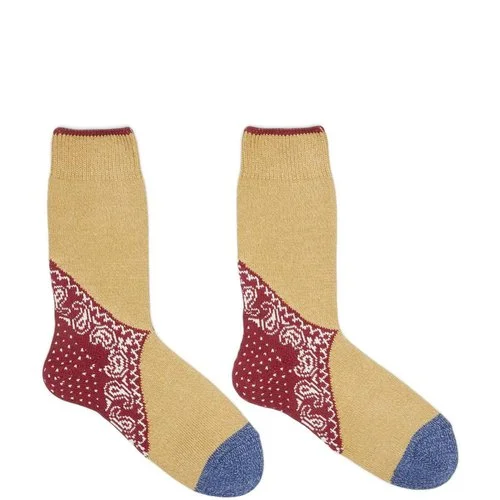 KAPITAL 96 Yarns Heel Paisley Bandana Socks 'RED' - 1