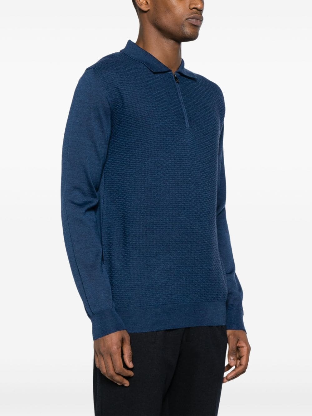 waffle-knit wool polo shirt - 3