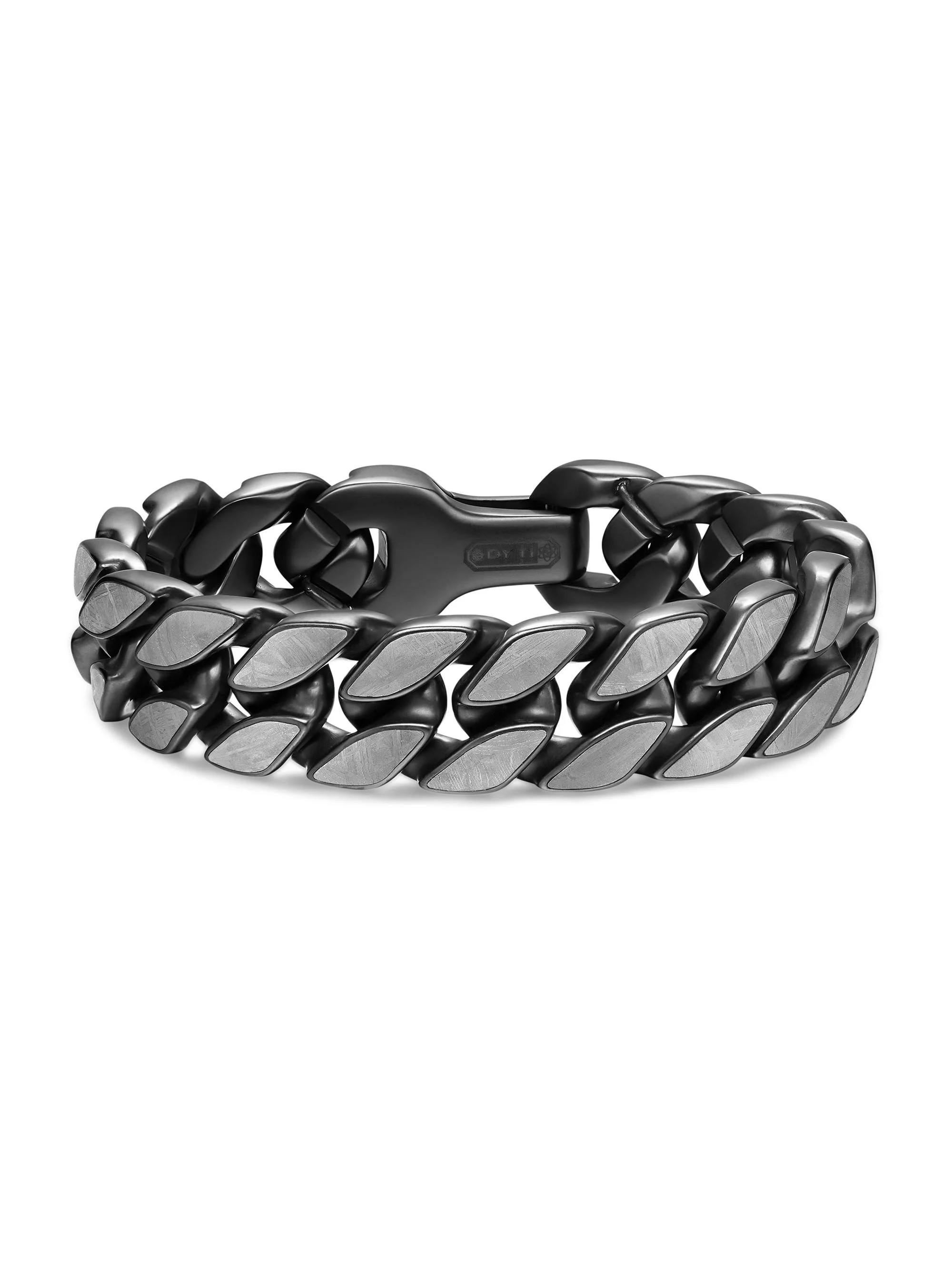 Men's Curb Chain Bracelet in Black Titanium - Meteorite - 1