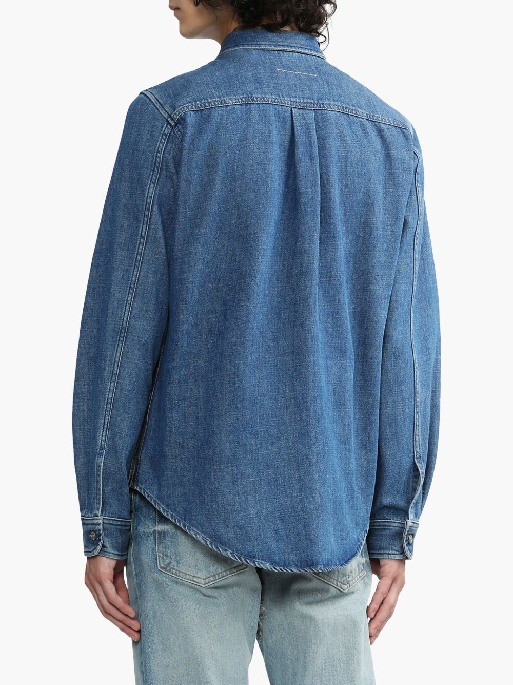 distressed panelled denim shirt - 5