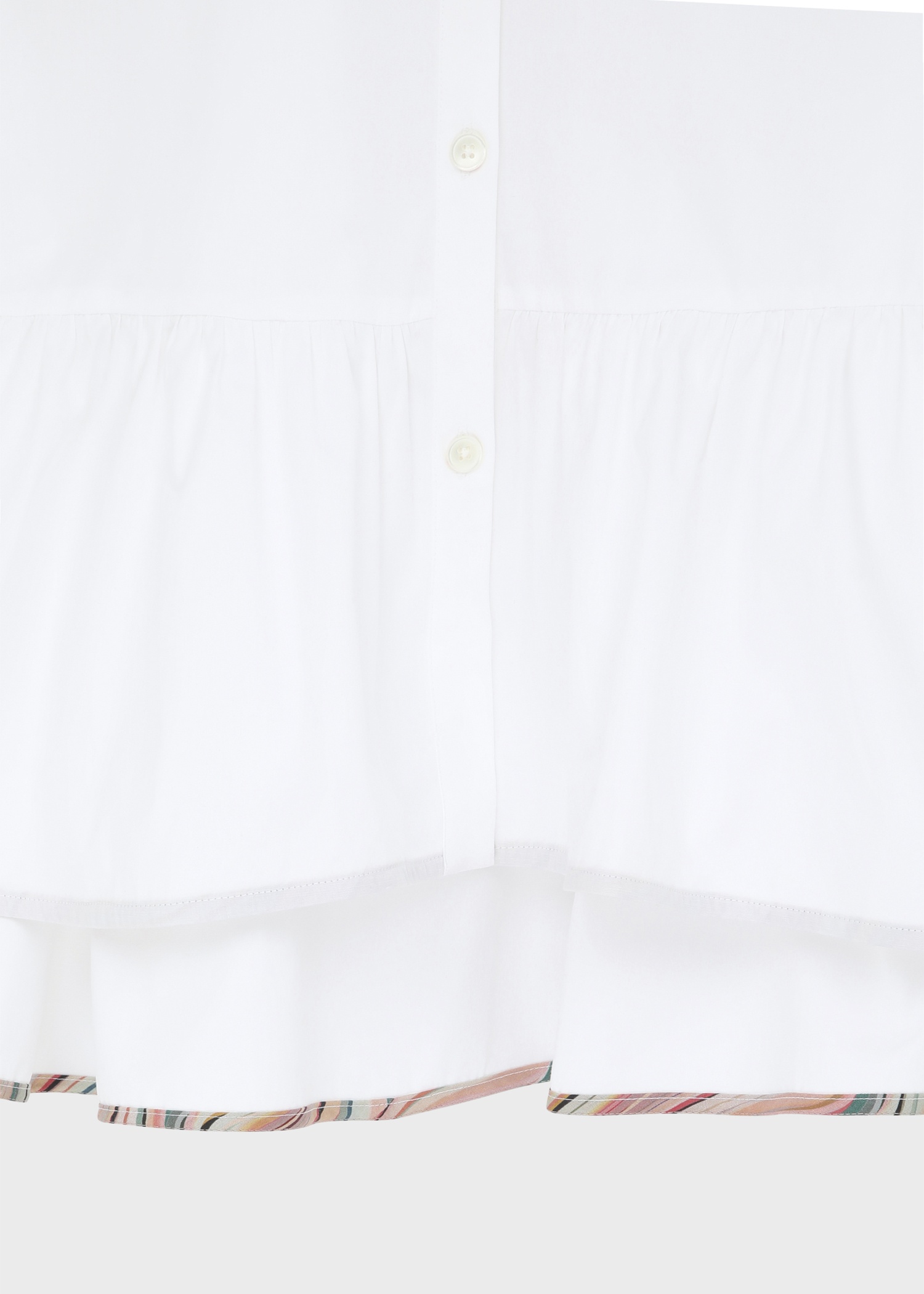 Women's White Cotton Peplum Shirt - 2