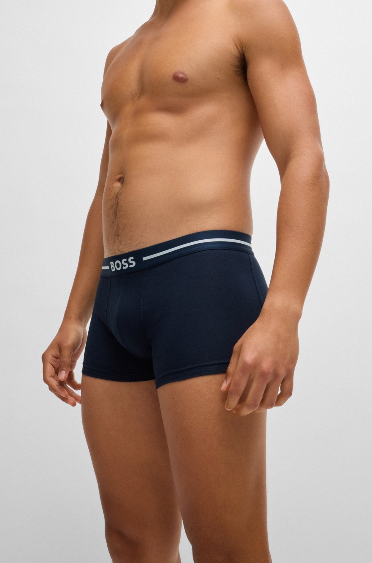 THREE-PACK OF STRETCH-COTTON TRUNKS WITH LOGO WAISTBANDS - 4