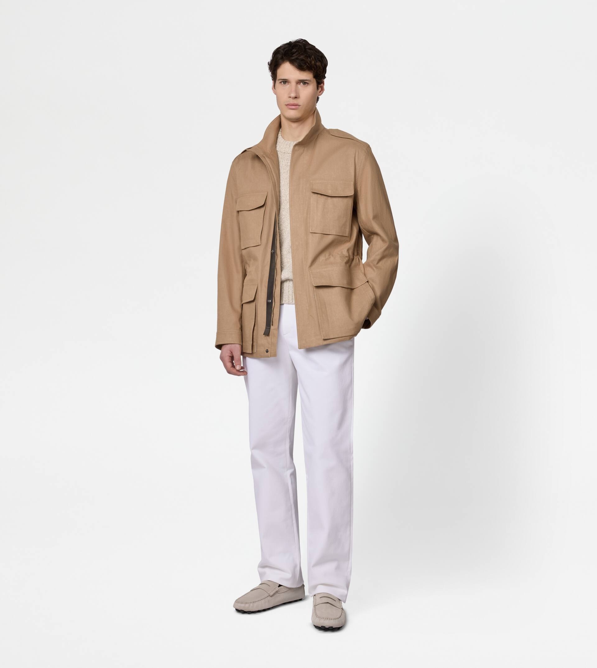 FIELD JACKET IN LINEN - BEIGE - 3
