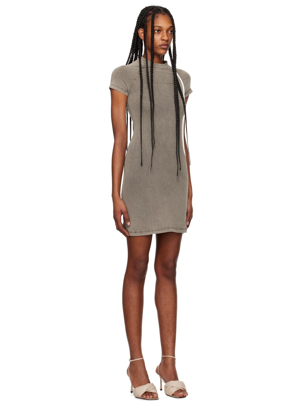 Taupe Fitted Minidress - 2