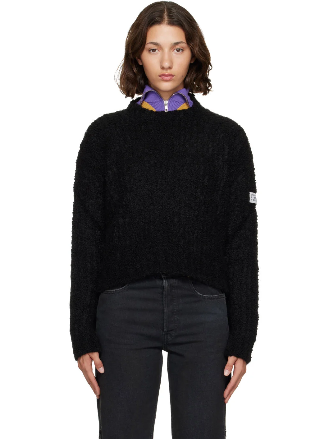 Black Bouclé Sweater - 1