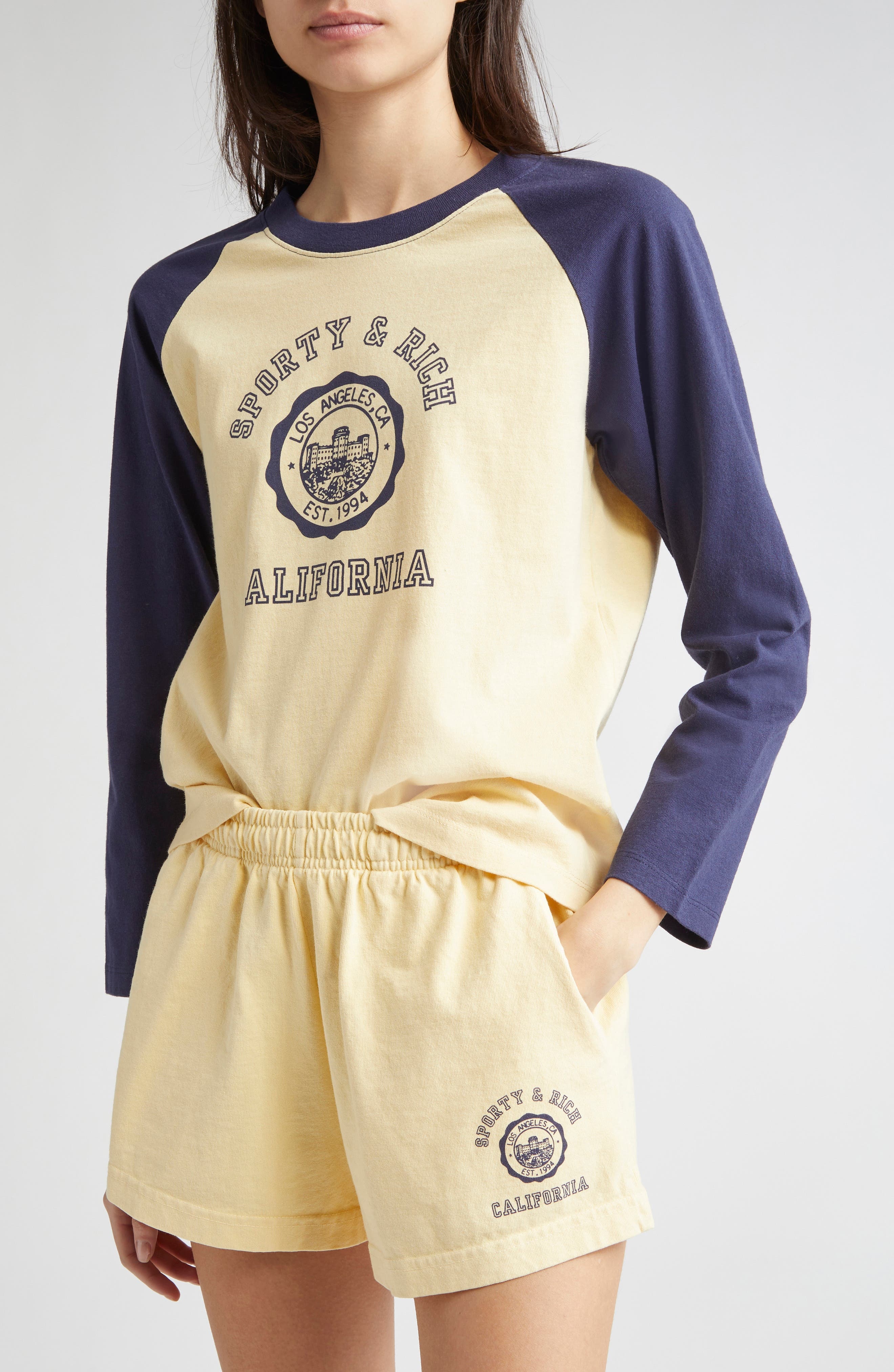 Sporty & Rich California Emblem Graphic Baseball T-Shirt in Light Beige at Nordstrom - 5