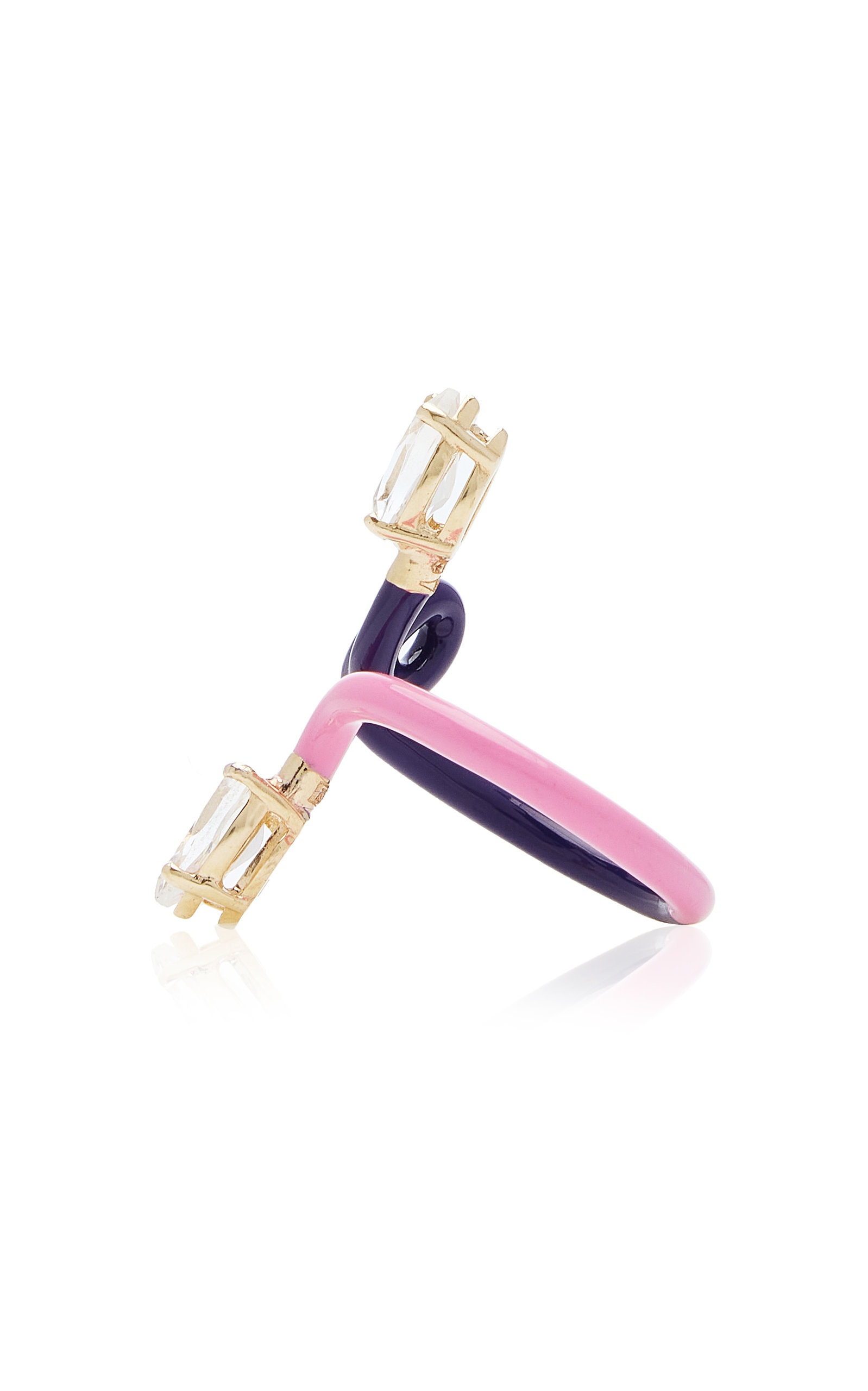BEA BONGIASCA B 9K Yellow Gold Crystal Enameled Double Vine