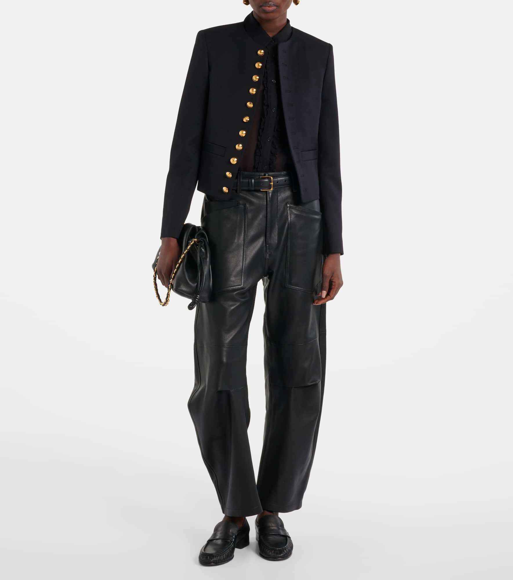 Shon leather barrel-leg pants - 2