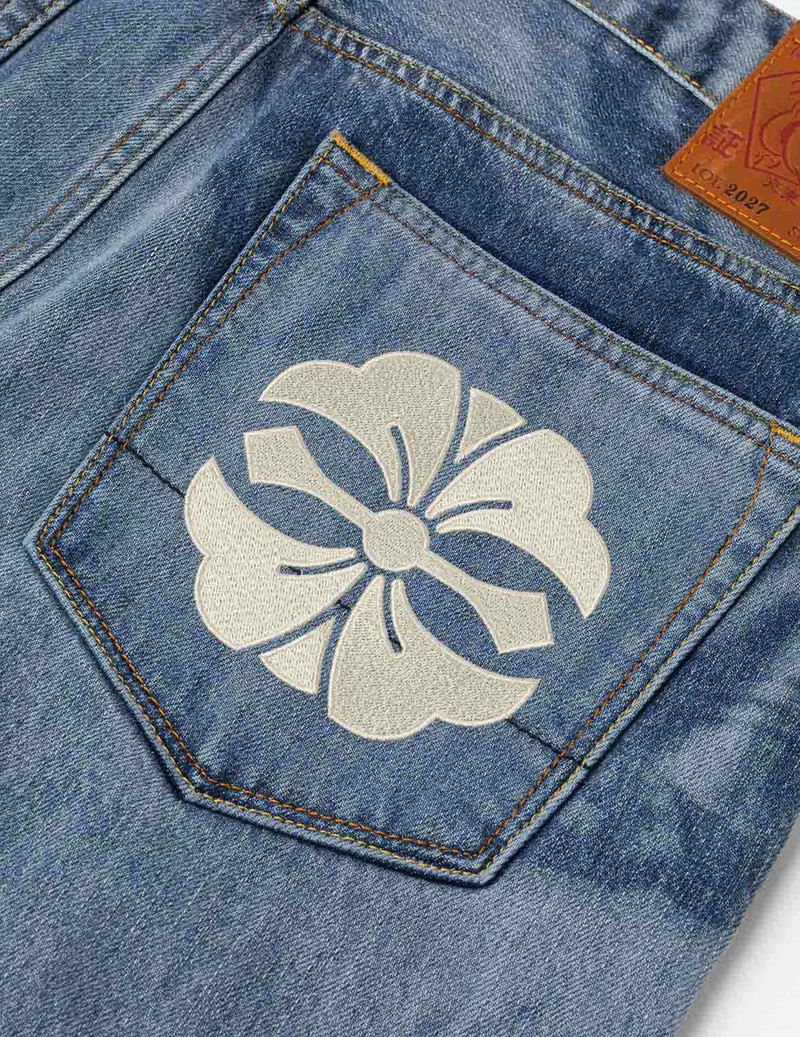 Fisherman Godhead Laser Print Cropped Jeans #2027 6