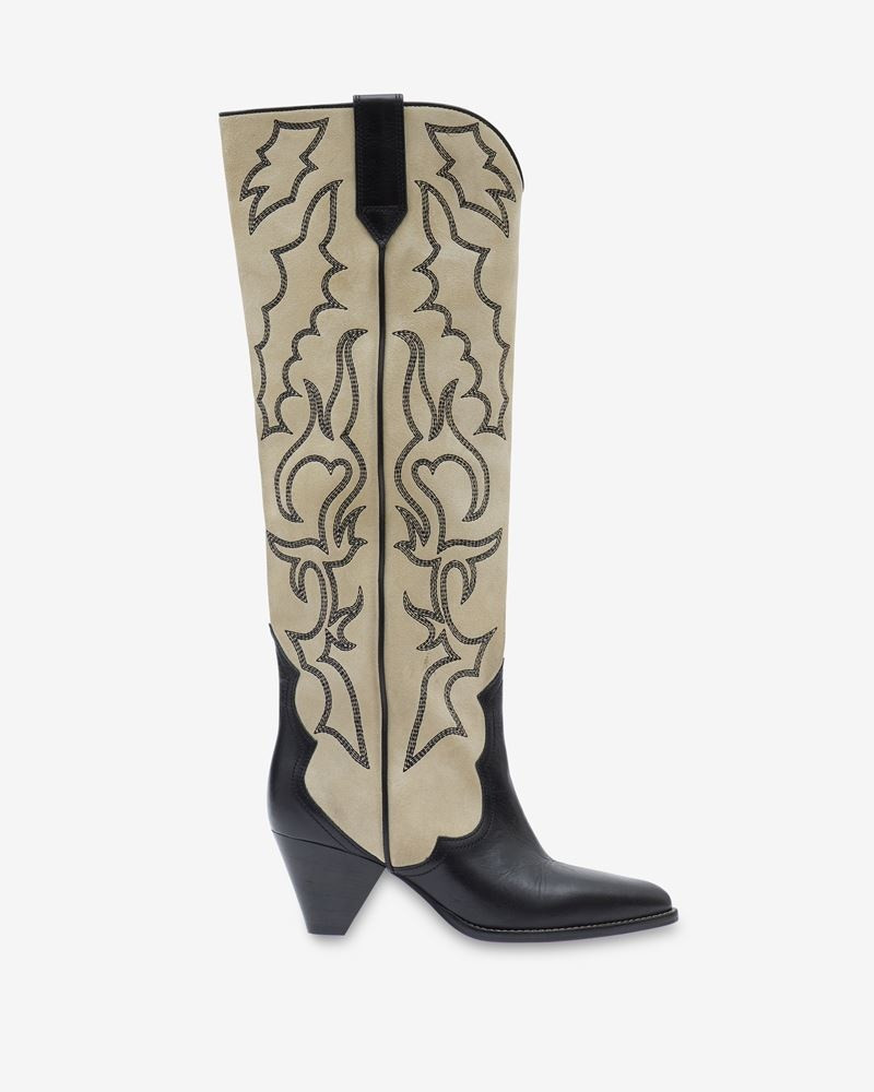 Leila leather-velvet cowboy boots - 1