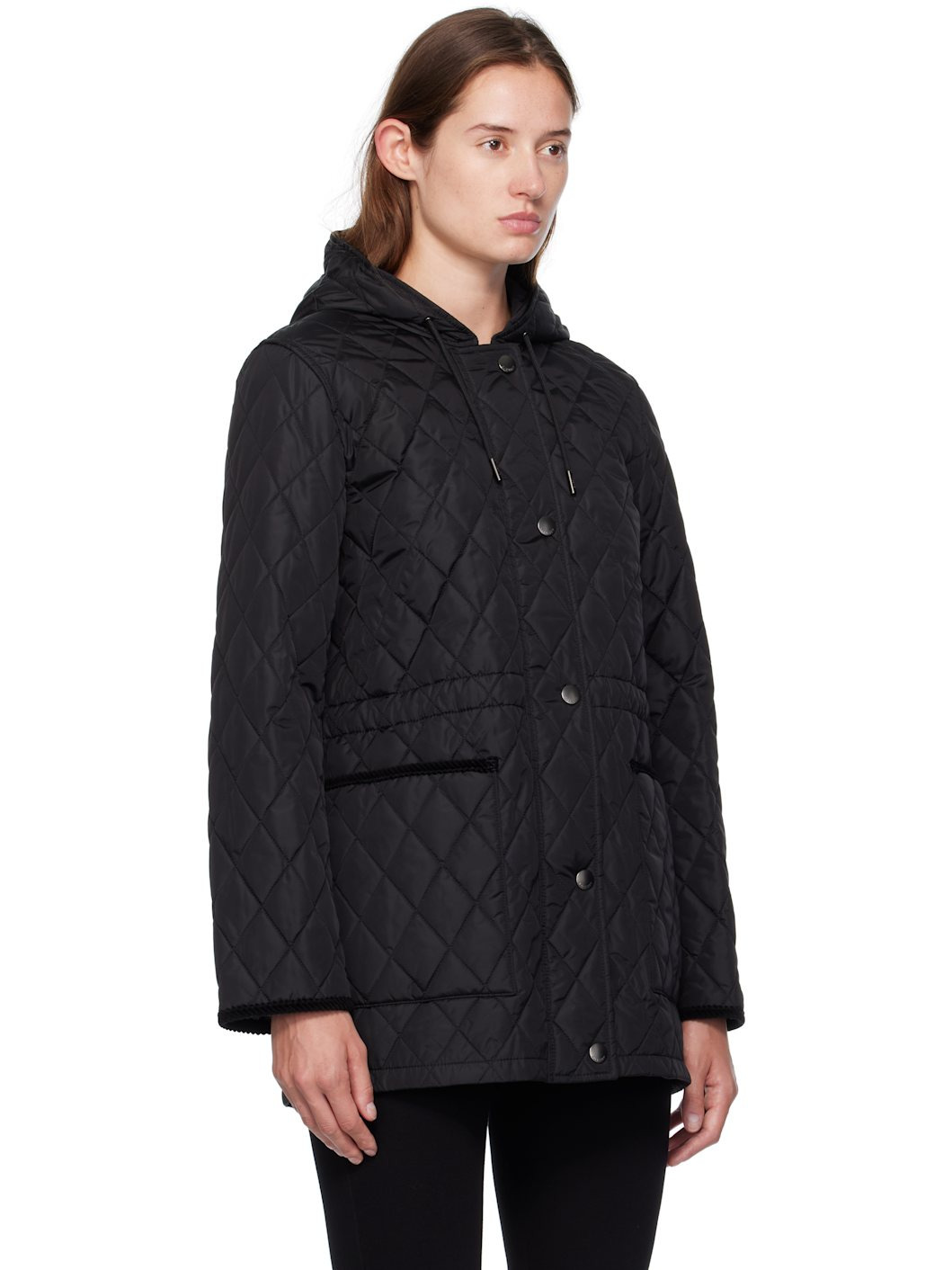 Black Quilted Nylon Coat - 2
