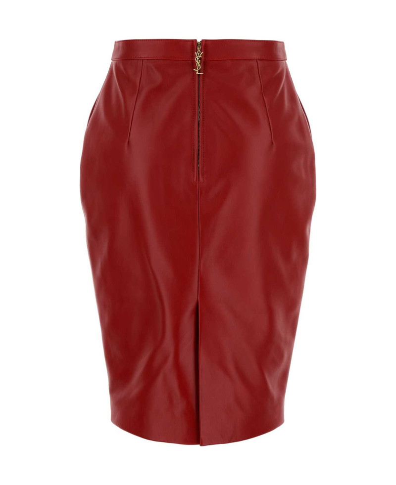 SAINT LAURENT Red Leather Skirt outlook