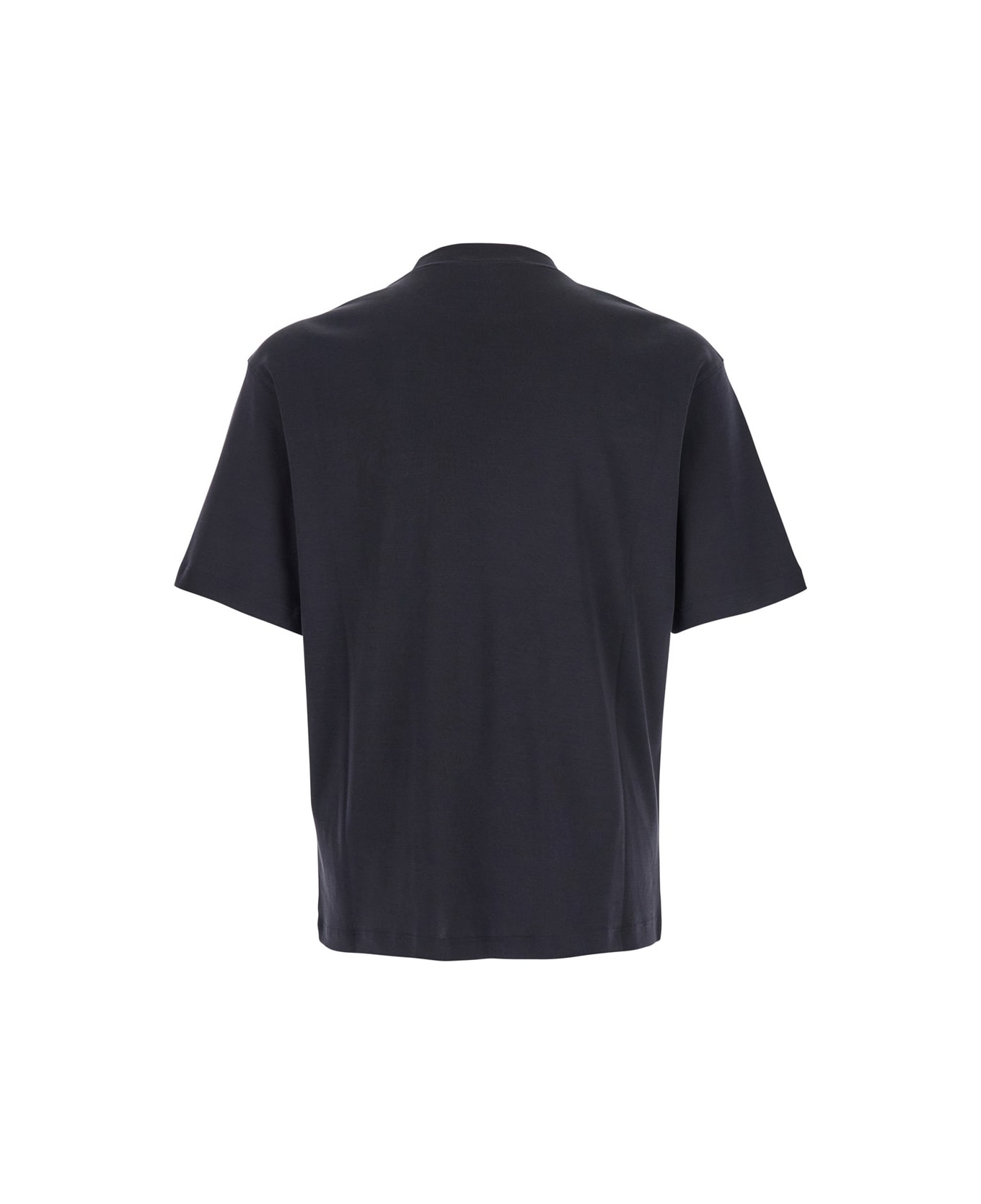 'le T-shirt Stazione' Blu Crewneck T-shirt With Logo Patch On The Front In Cotton Jersey Man - 2