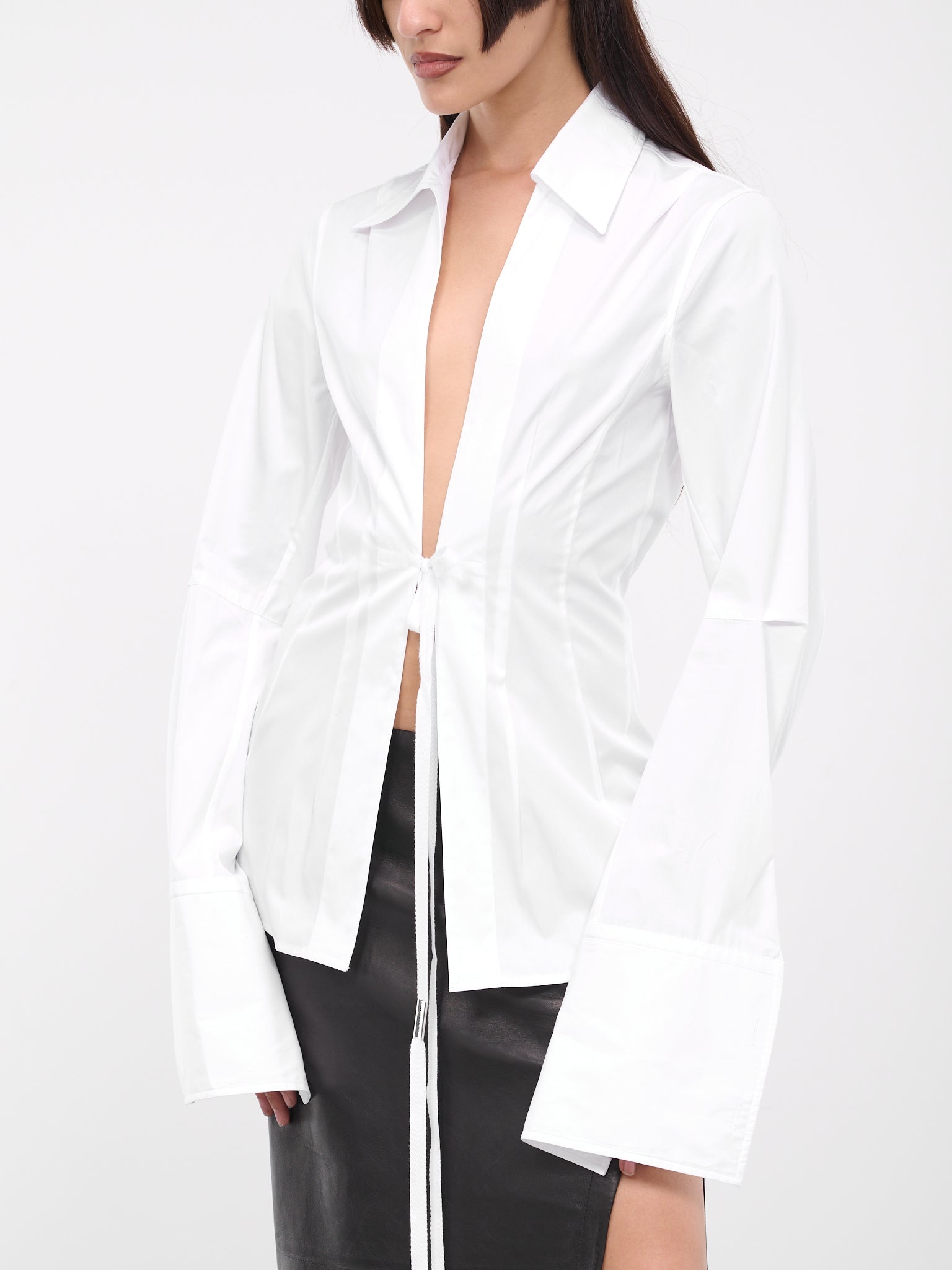 Tシャツ・カットソー Ann Demeulemeester LINSEY OPEN FRONT FITTED SHIRT Ann Demeulemeester Linsey Open Front Fitted Shirt | REVERSIBLE