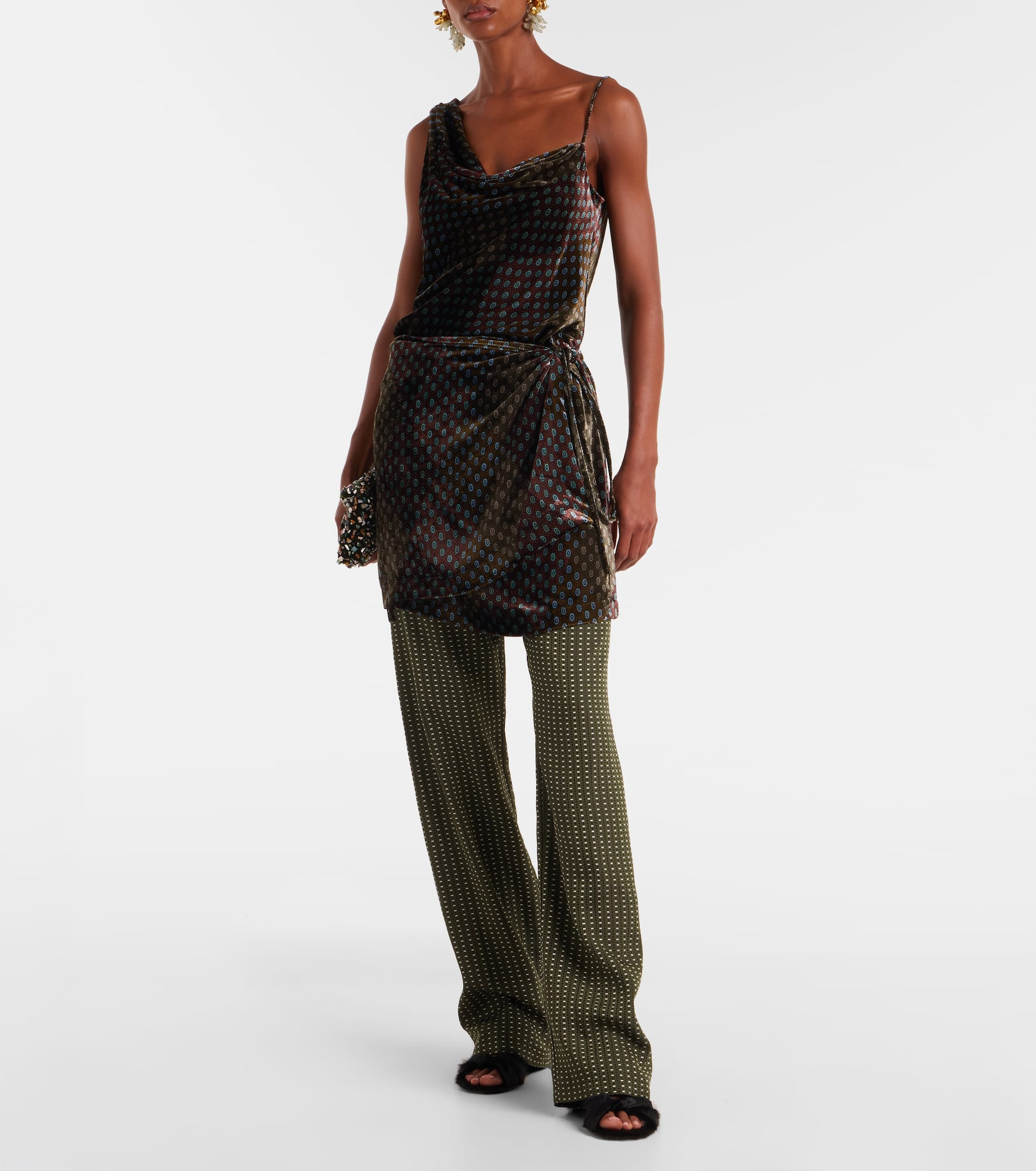 Draped printed wide-leg pants - 2