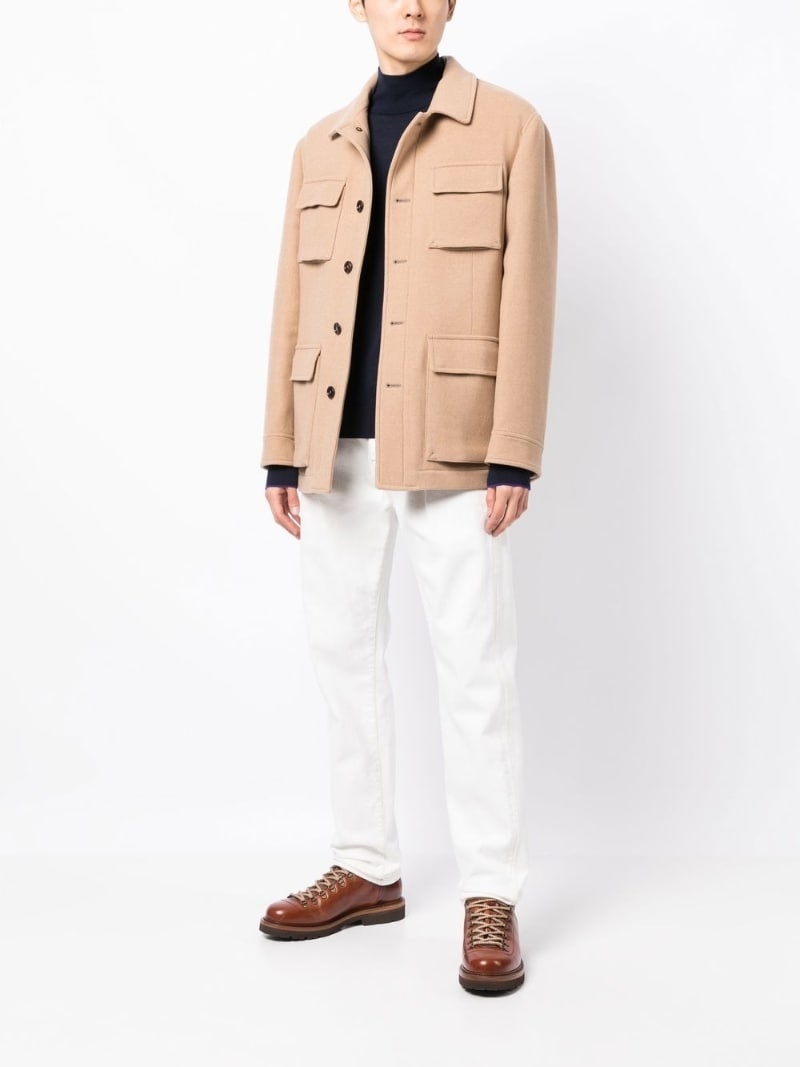 patch-pocket wool shirt jacket - 2