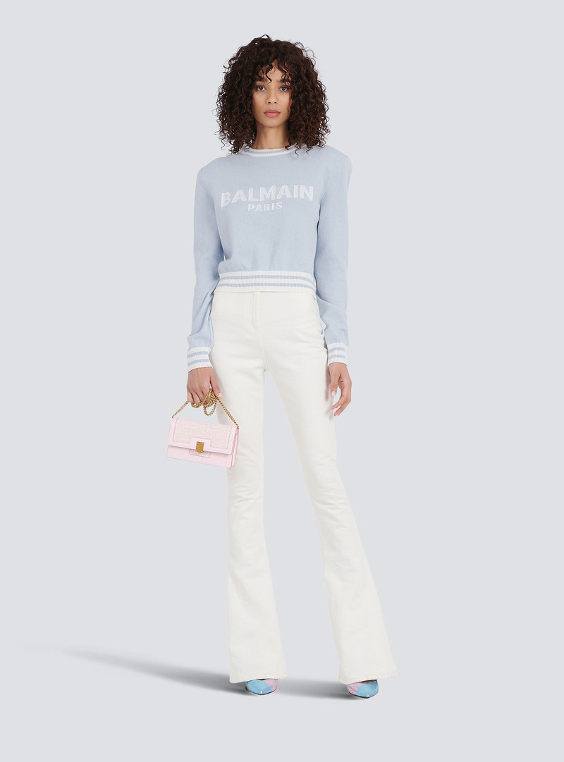 Balmain Cropped wool sweatshirt with Balmain logo outlook