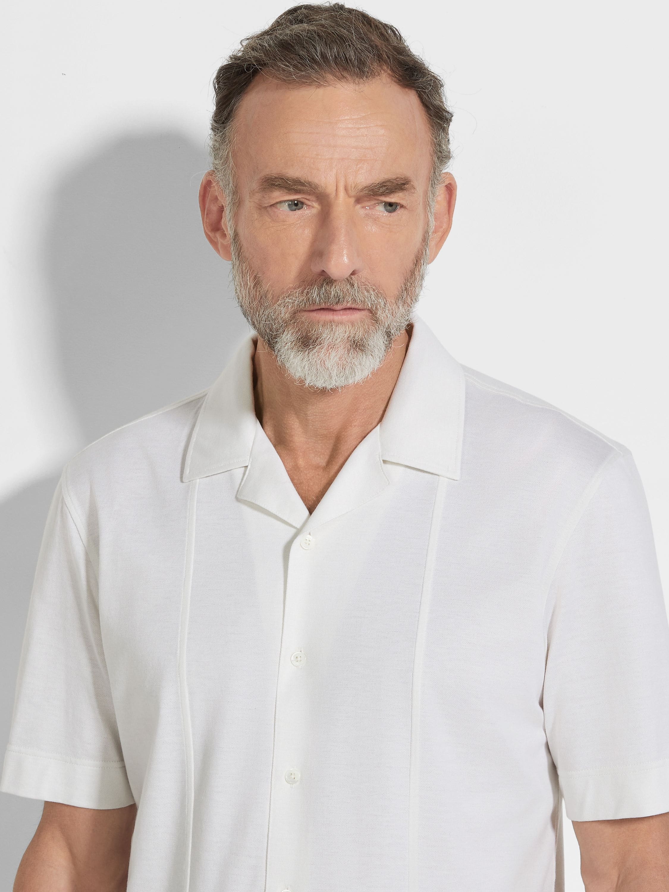WHITE COTTON AND SILK SHIRT - 2