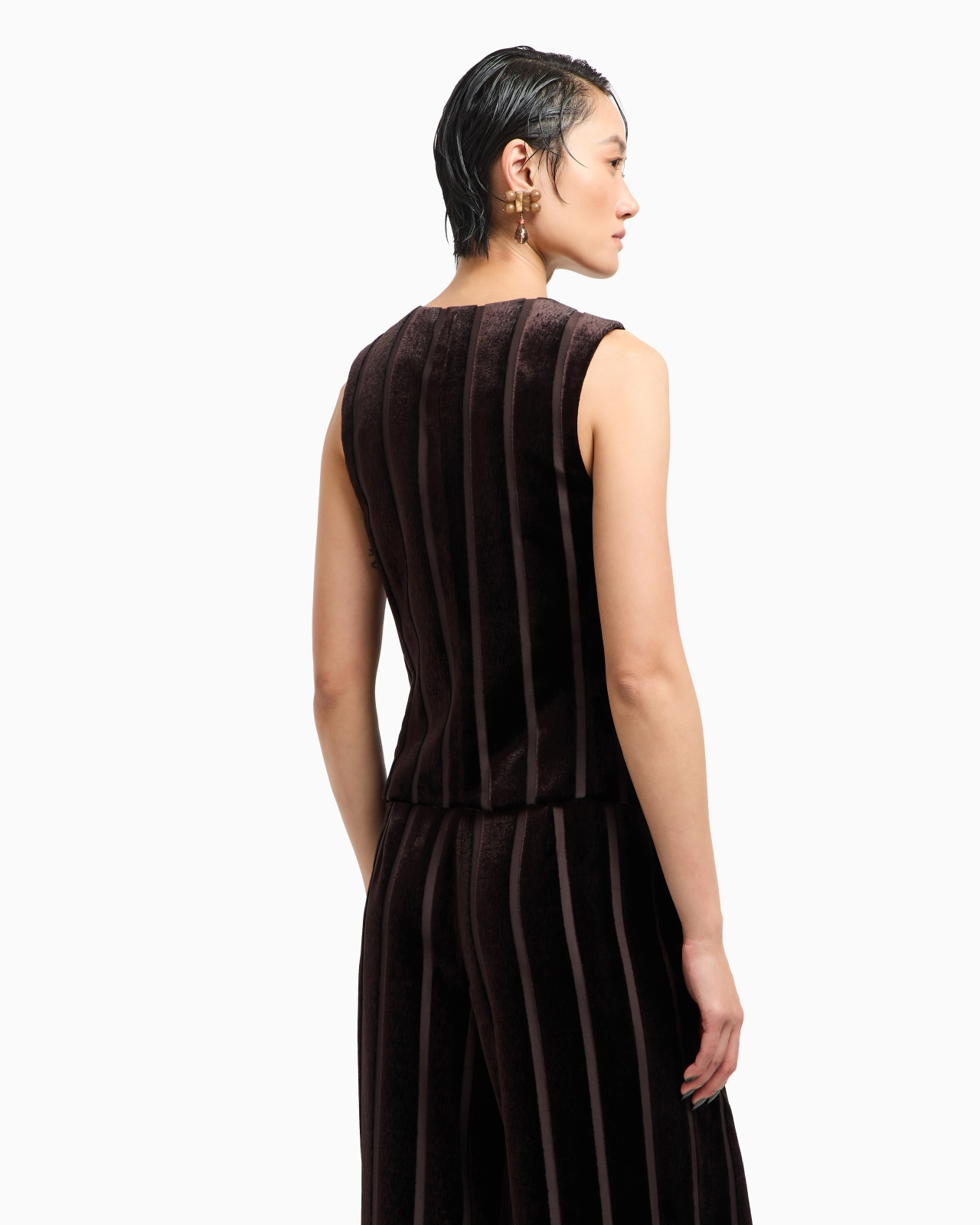 SINGLE-BREASTED WAISTCOAT IN DEVORÉ-STRIPED CORDUROY - 3