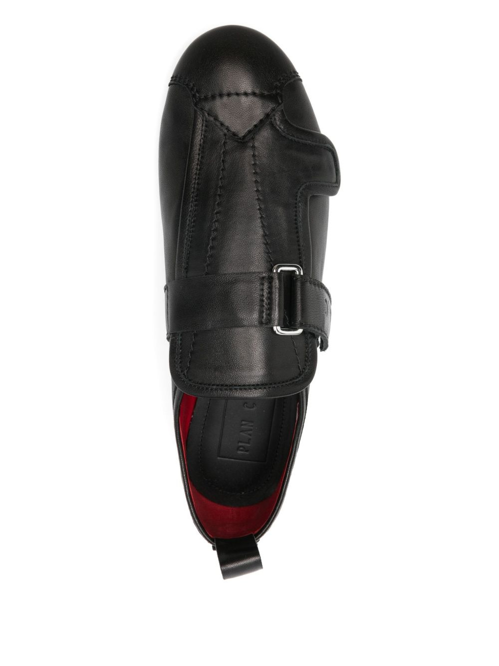 buckle-strap leather sneakers - 4