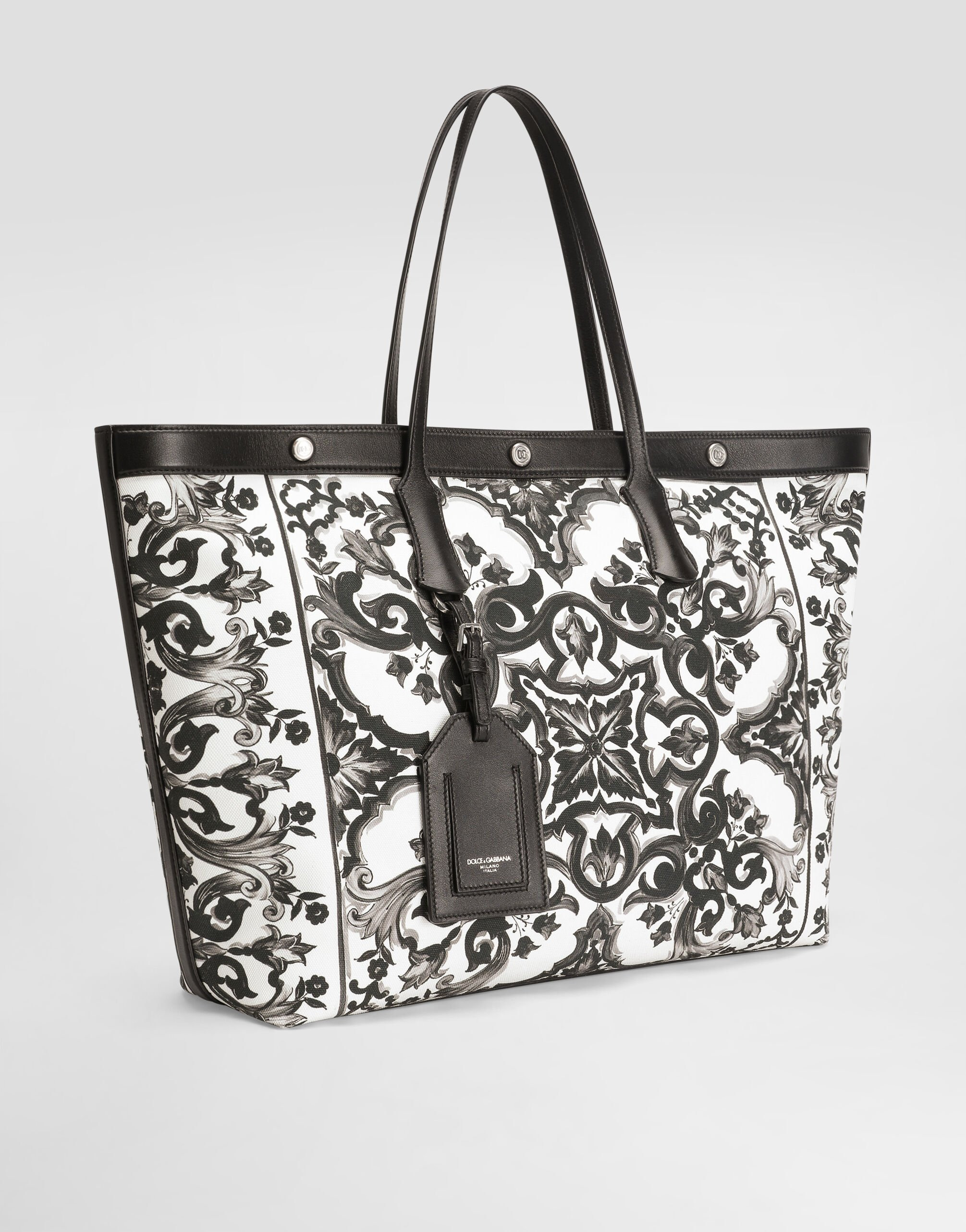 Majolica-print calfskin shopping bag - 3