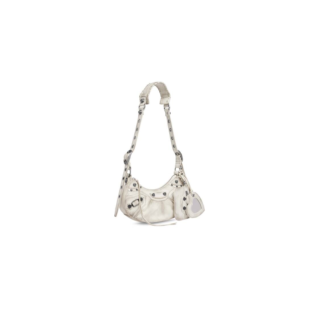 Women's Le Cagole Xs Shoulder Bag Dirty Effect in Optic White - 4