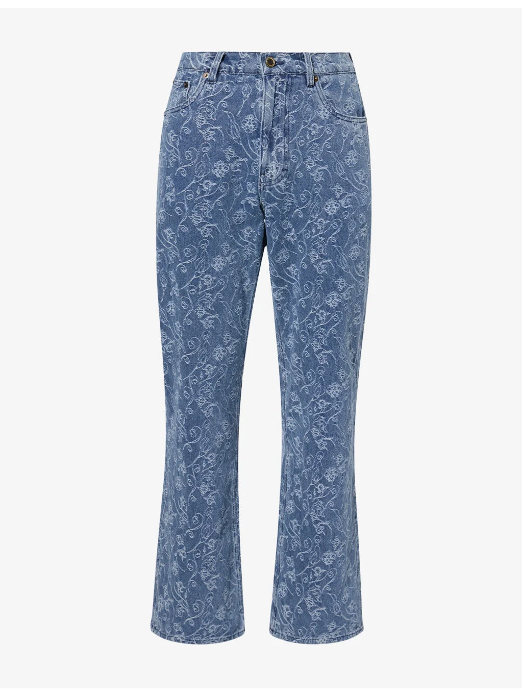 Denim-Panel Flare Cotton-Jersey Jogging Bottoms - 1