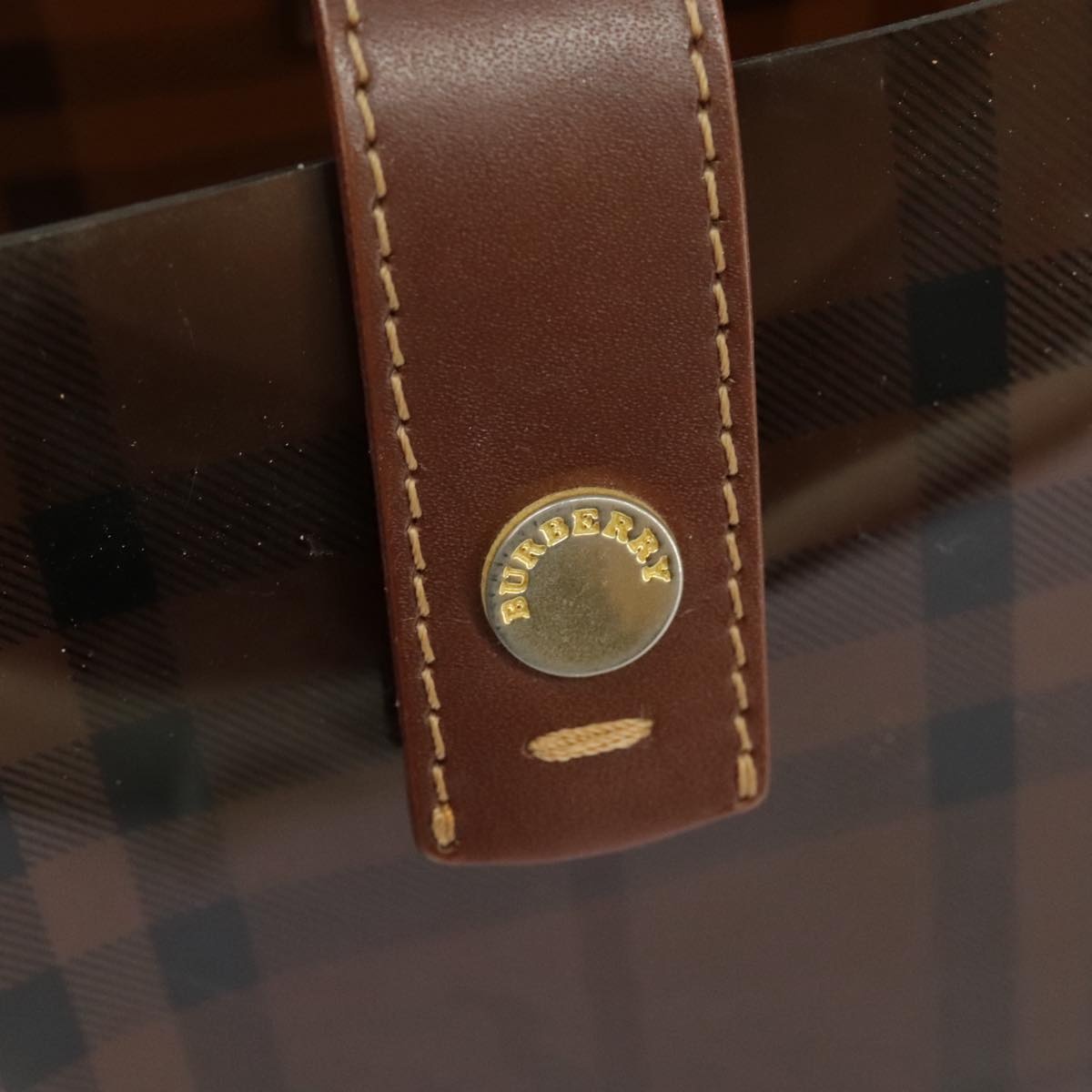 Burberry Nova Check Shoulder Bag Vinyl Leather Brown Gold - 11