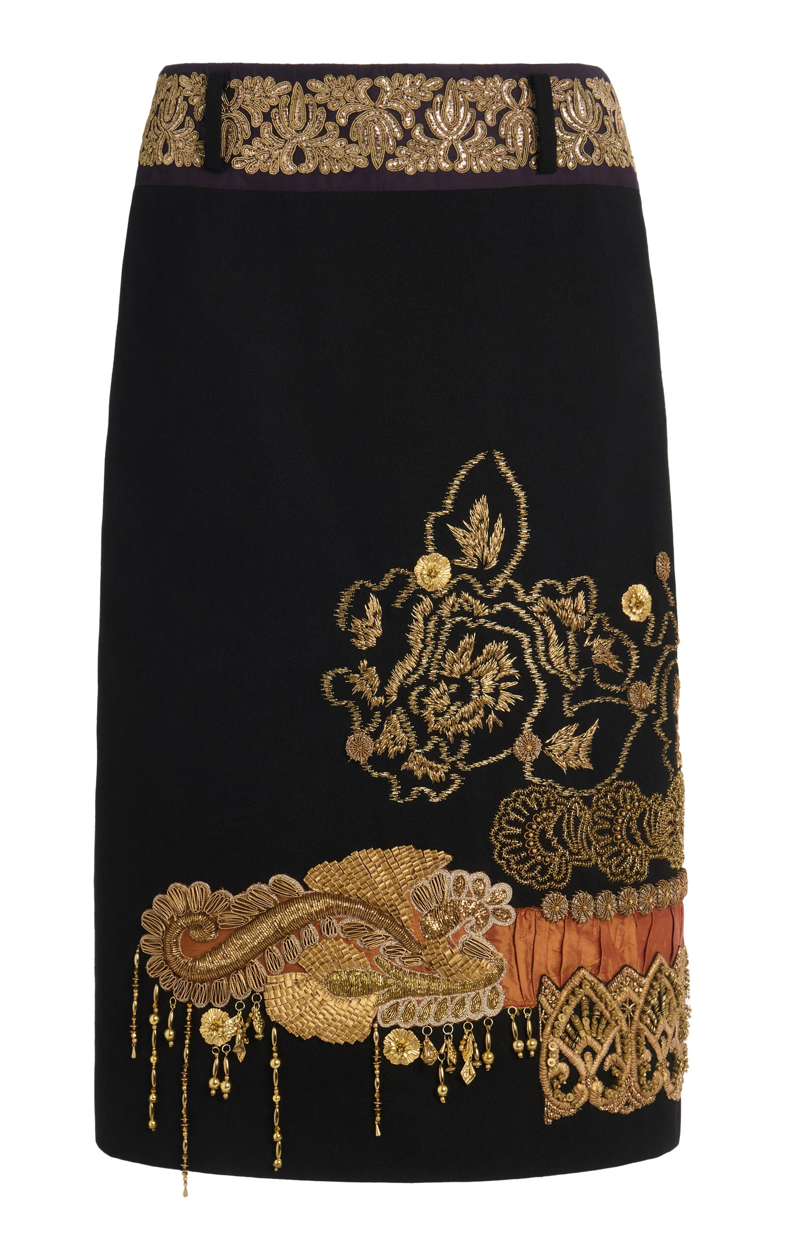 Sentista Embroidered Cotton Midi Skirt - 1