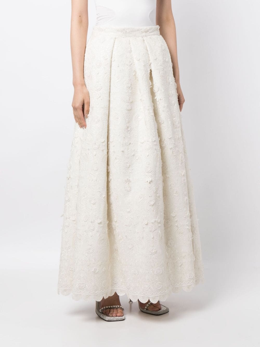 Pyaar floral-appliquÃ© full skirt - 3