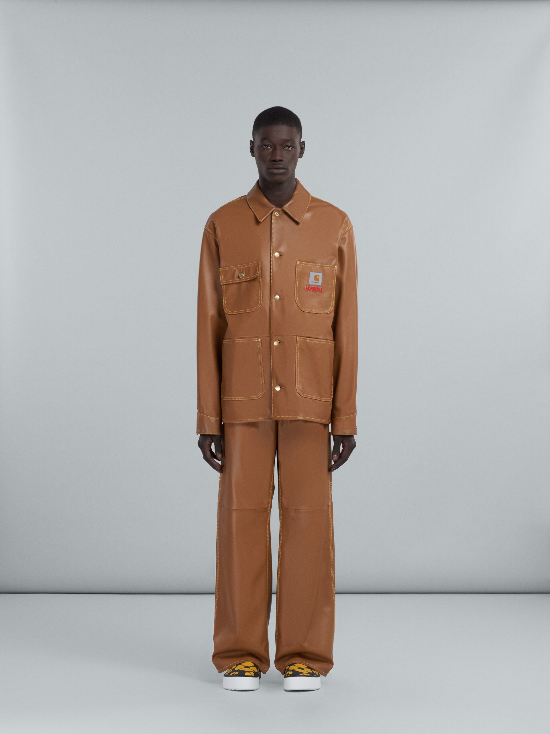 MARNI X CARHARTT WIP - BROWN LEATHER JACKET - 2