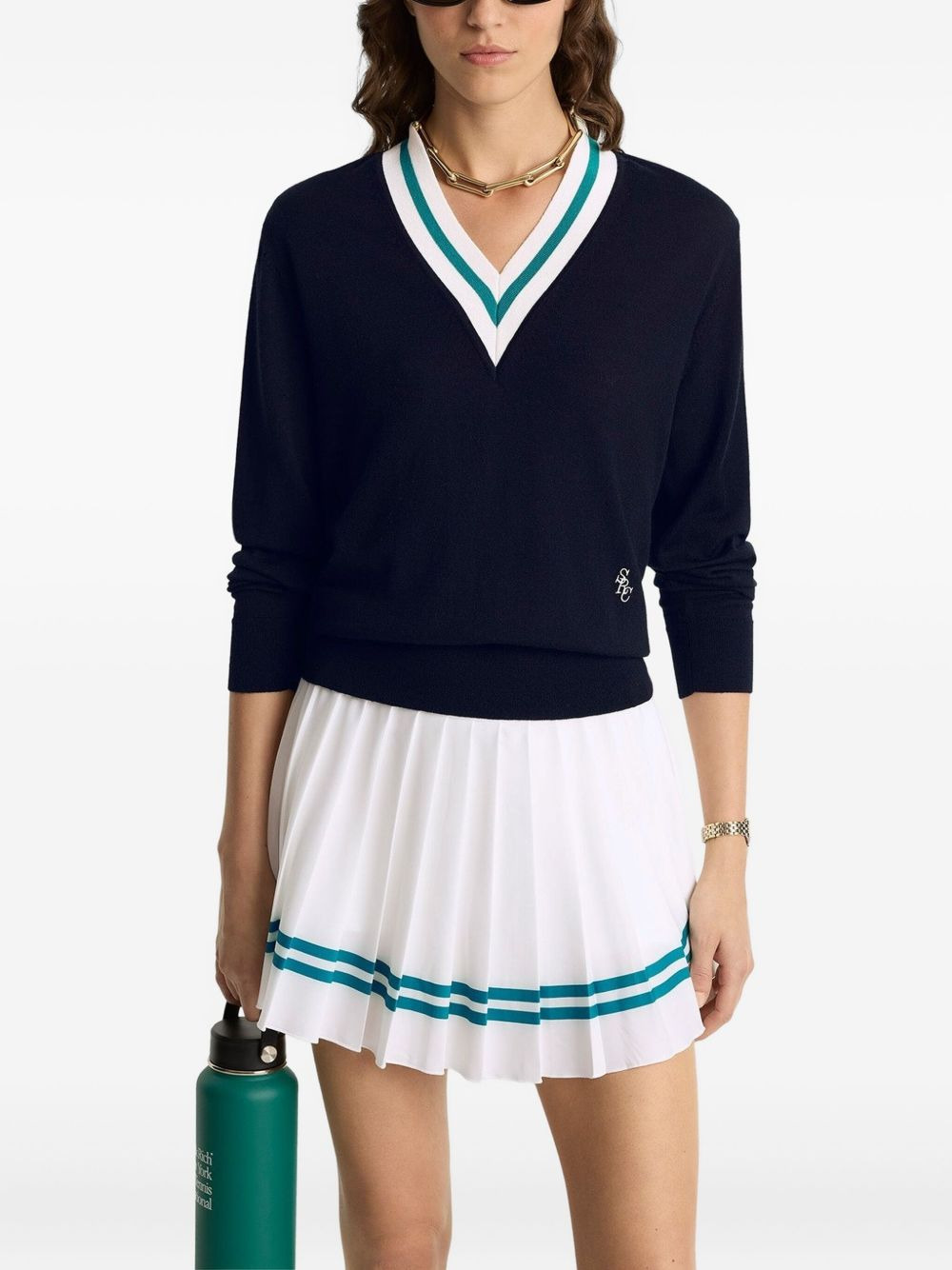v-neck logo sweater - 2
