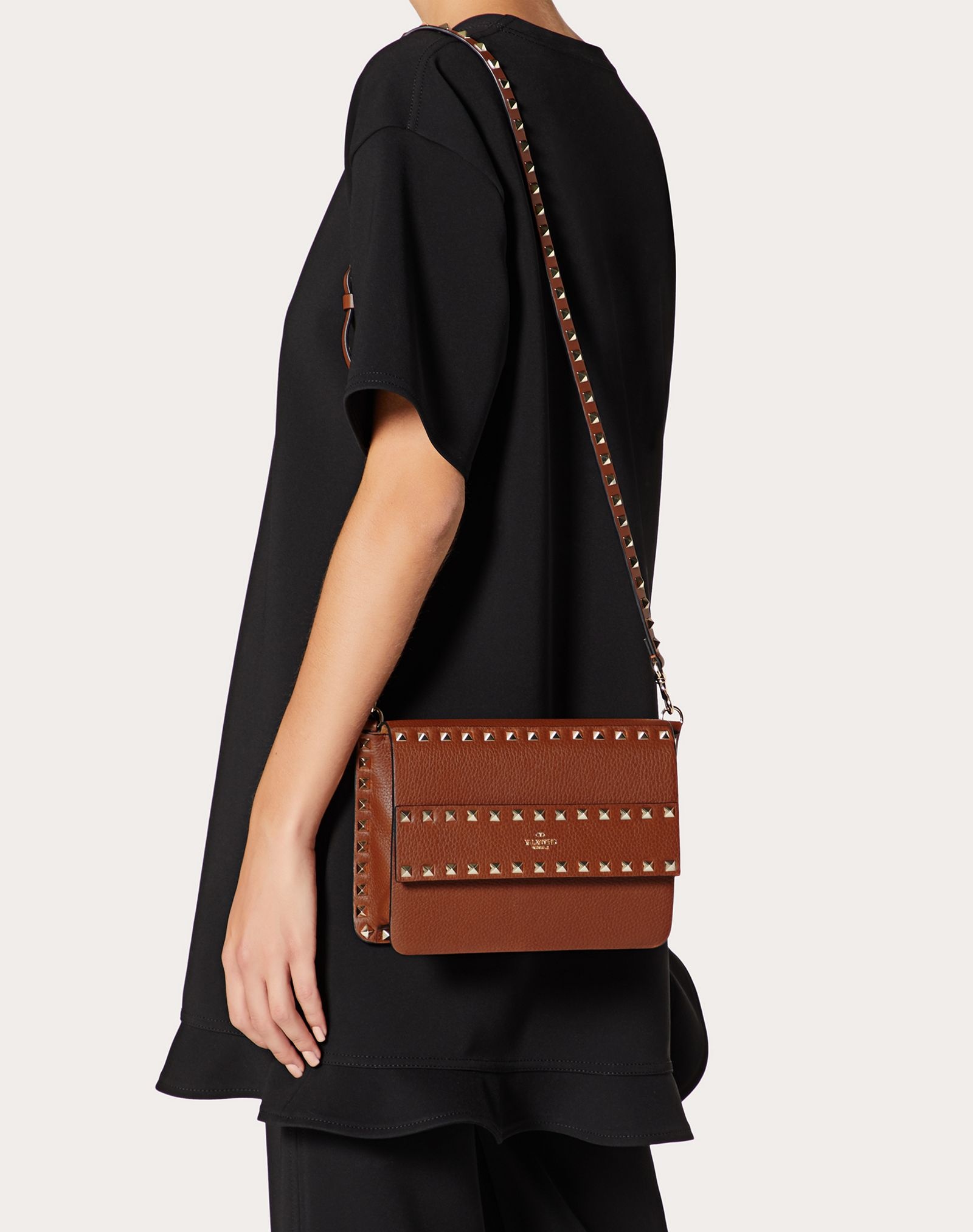 Small Rockstud Grainy Calfskin Crossbody Bag - 6