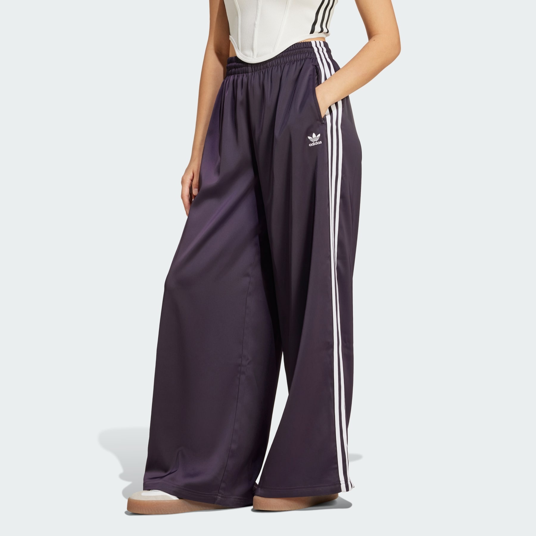 Adicolor Satin Wide Leg Track Pants - 2
