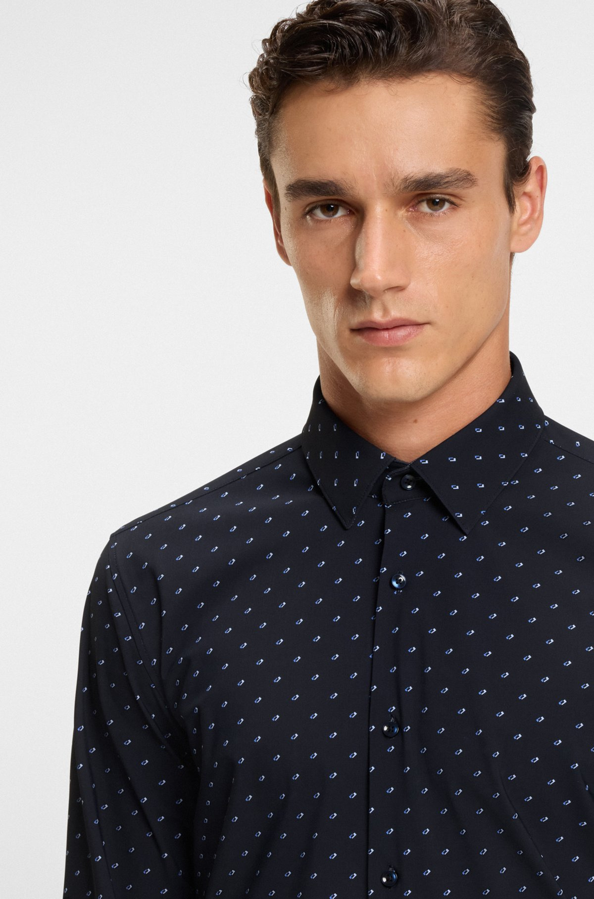 REGULAR-FIT SHIRT IN PERFORMANCE-STRETCH FLORAL-PRINT JERSEY - 3
