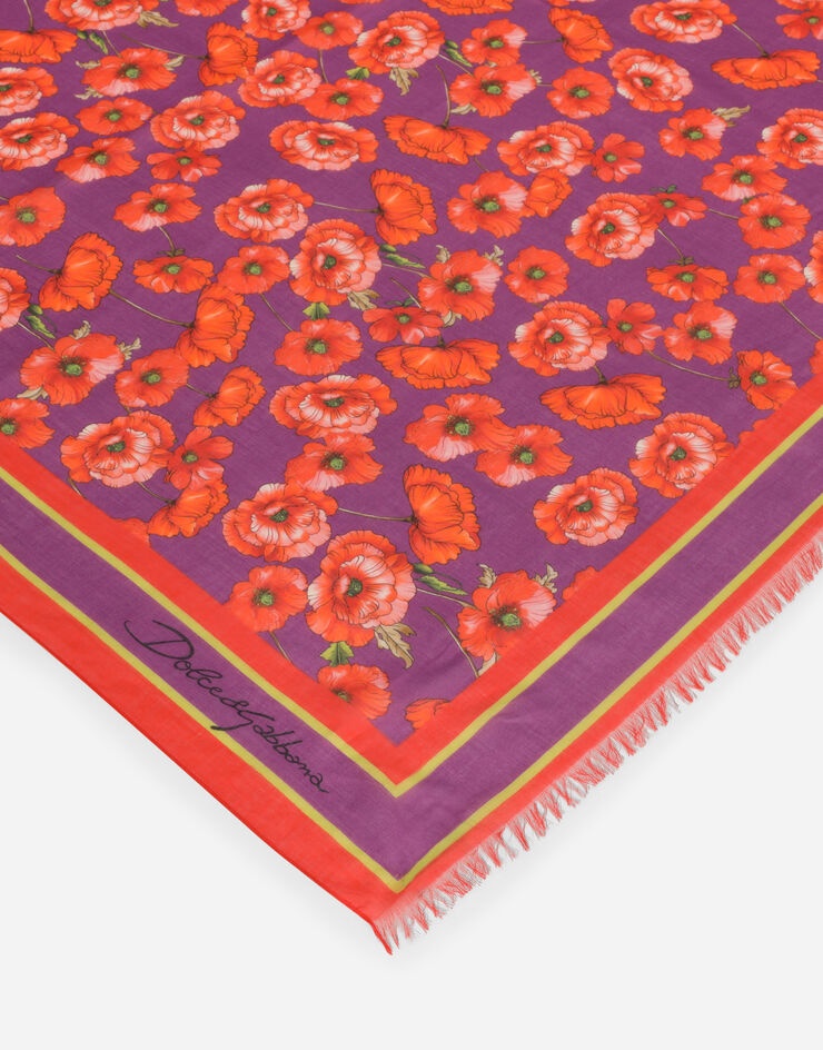 Cotton sarong with poppy print (110 x 190) - 3