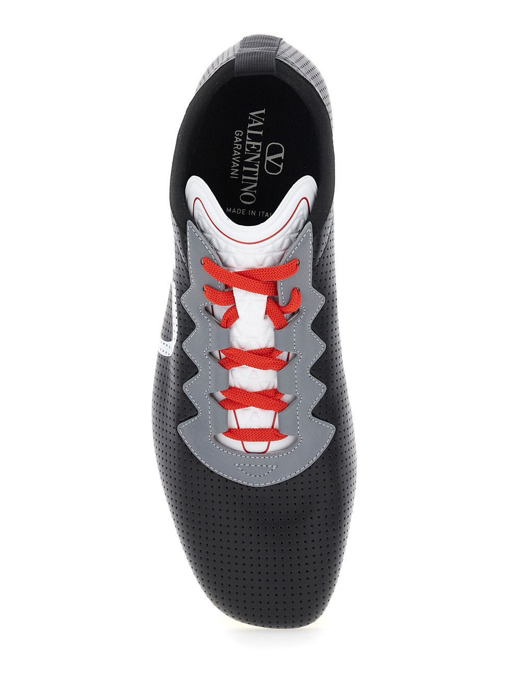 Valentino Garavani Men Black Sneakers With Asymmetric Toe And Vlogo Detail On The Side In Tech Fabri - 4