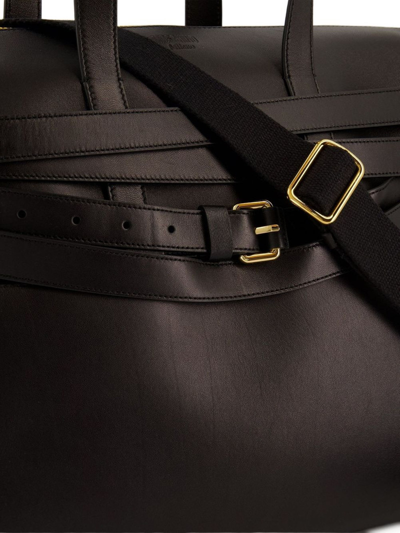 belted leather tote bag 3