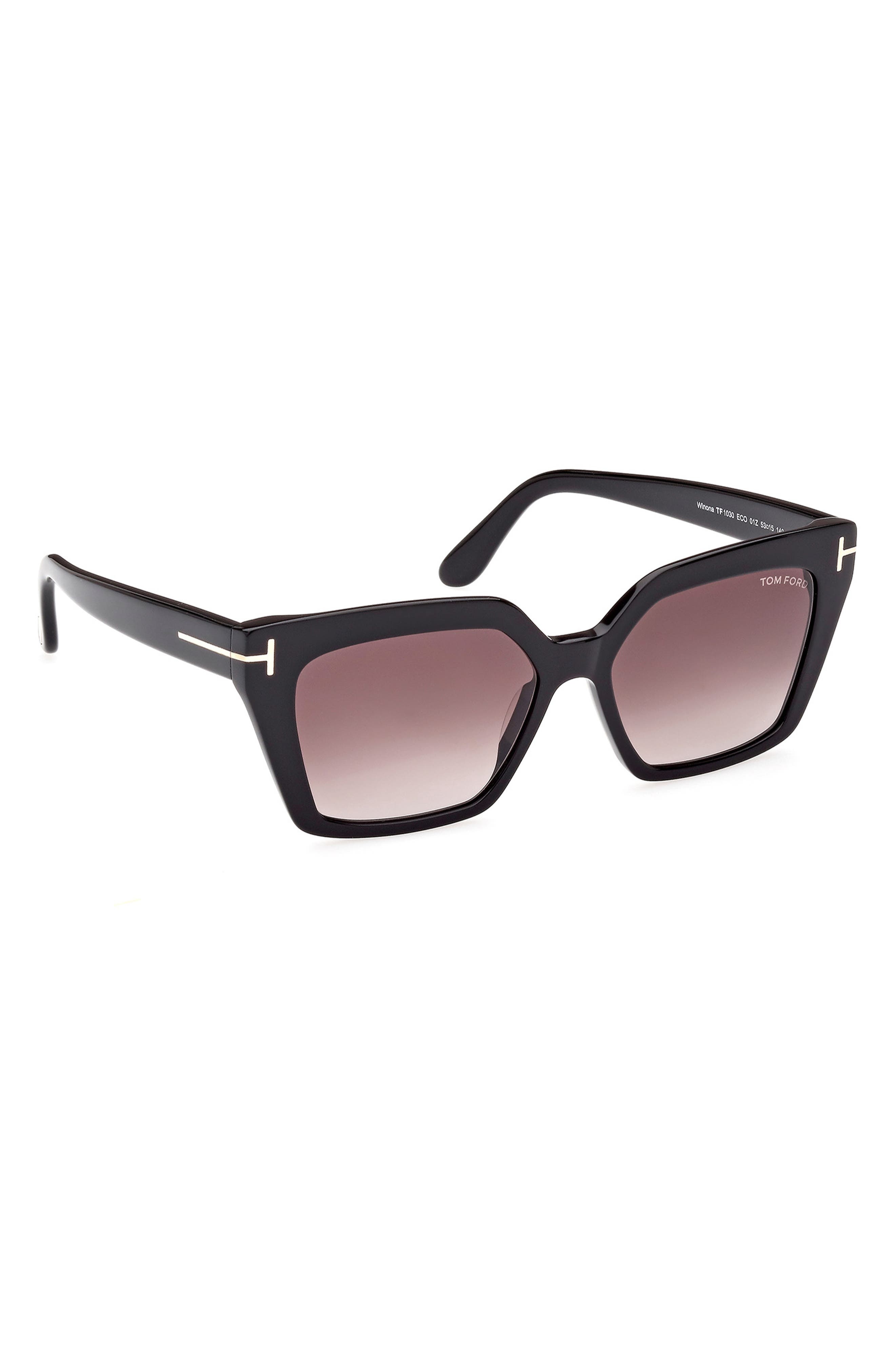 TOM FORD Winona 53mm Gradient Cat Eye Sunglasses in Shiny Black /Gradient Rose at Nordstrom - 4