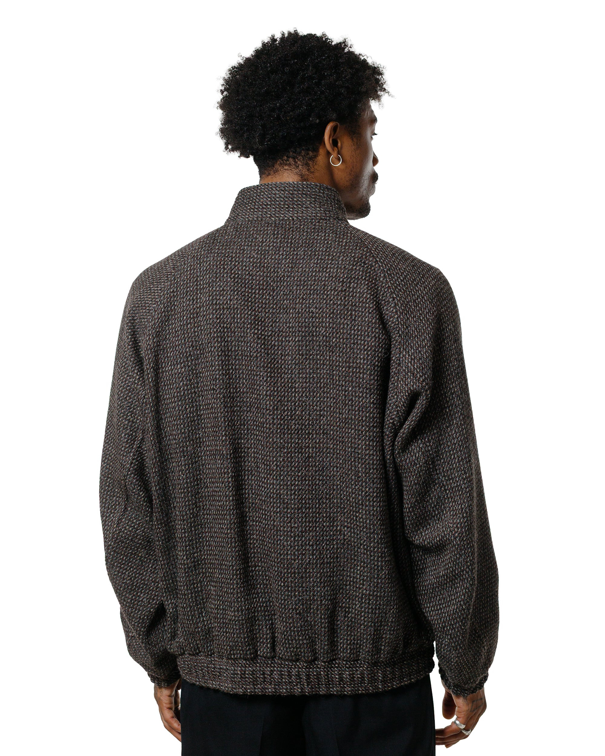 Wool Silk Tweed Zip Blouson Gray Brown Hairline - 3