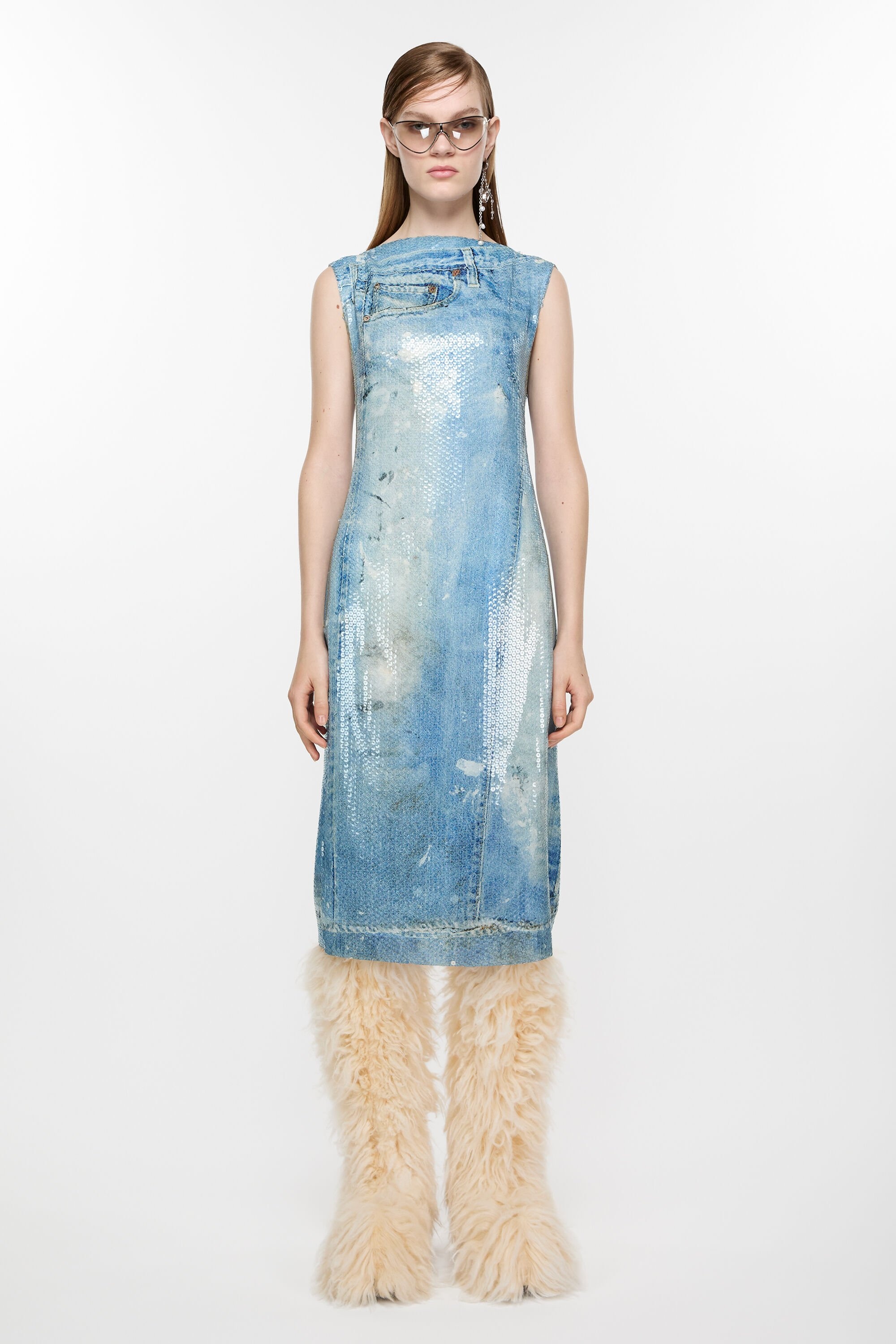 Printed sequin dress - Mid blue - 2