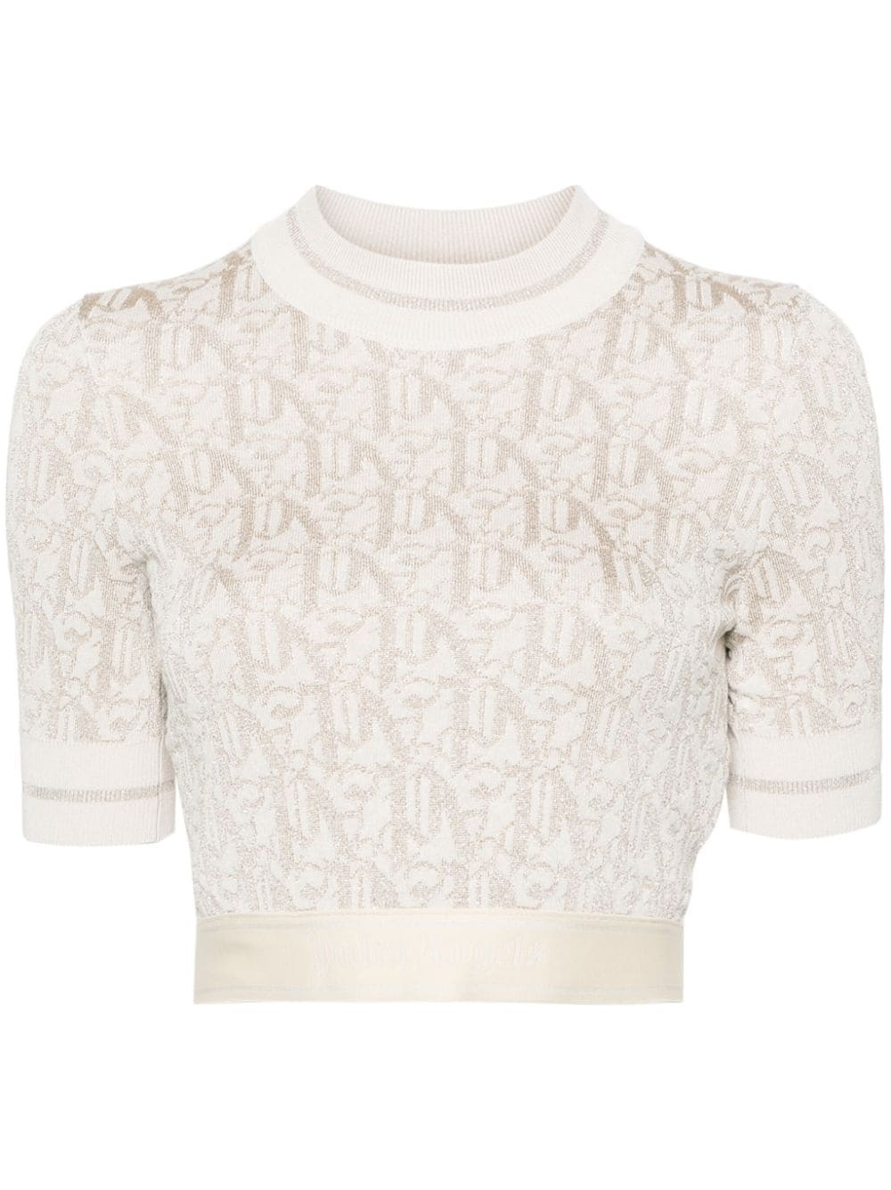 monogram-jacquard crop top - 1