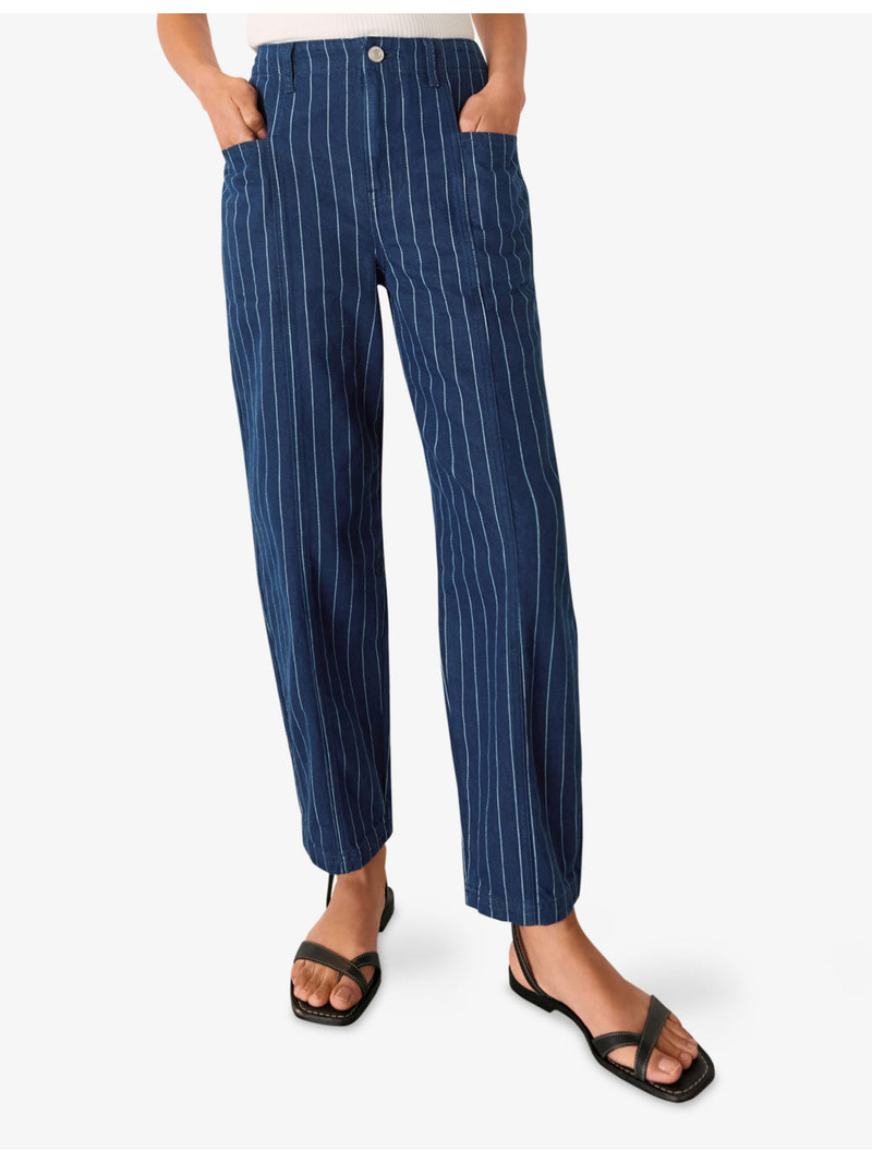 Pinstriped Barrel-Leg High-Rise Jeans 3