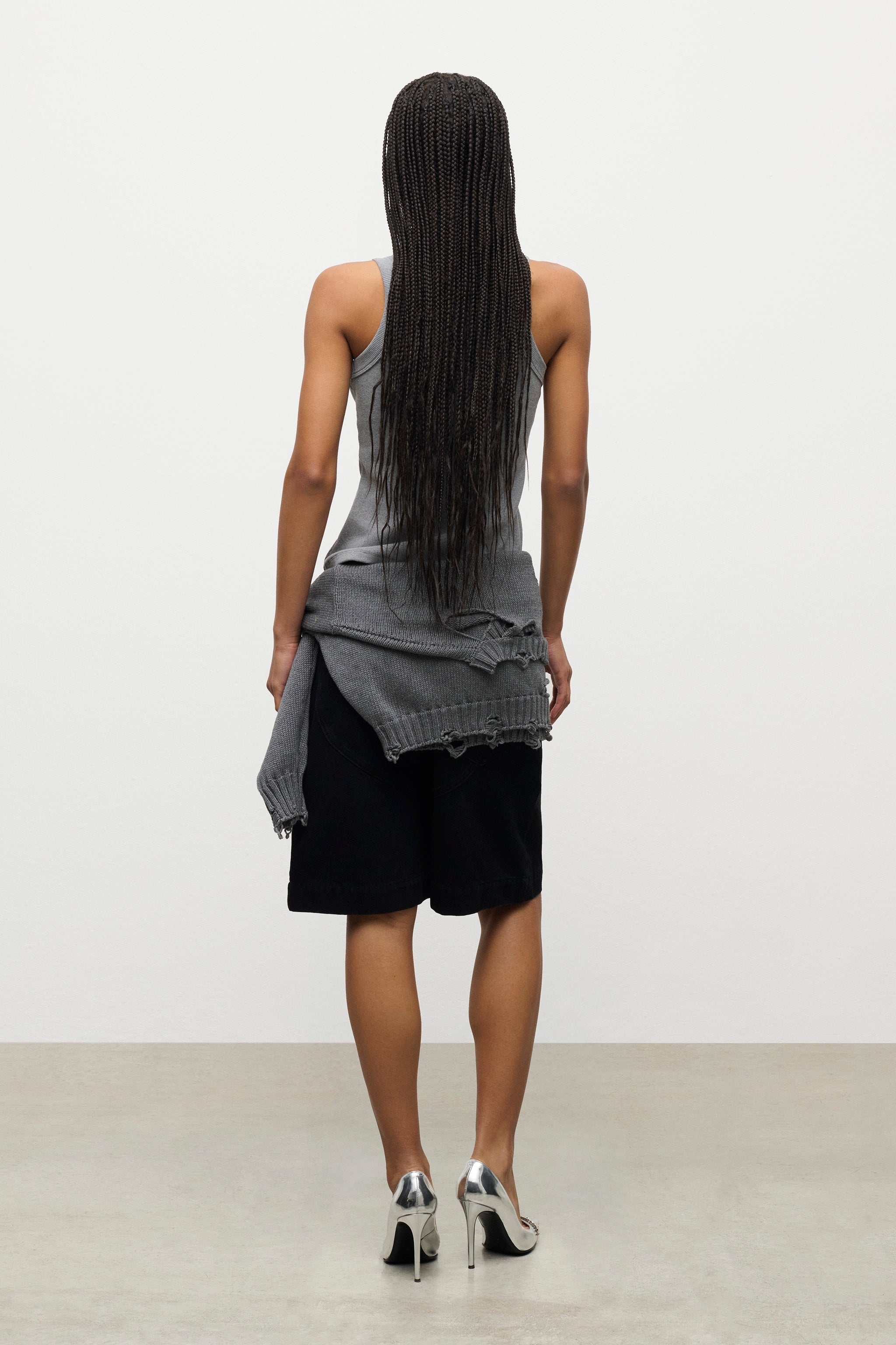 DISTRESSED CRYSTAL RIBBED KNIT TANK TOP - 4