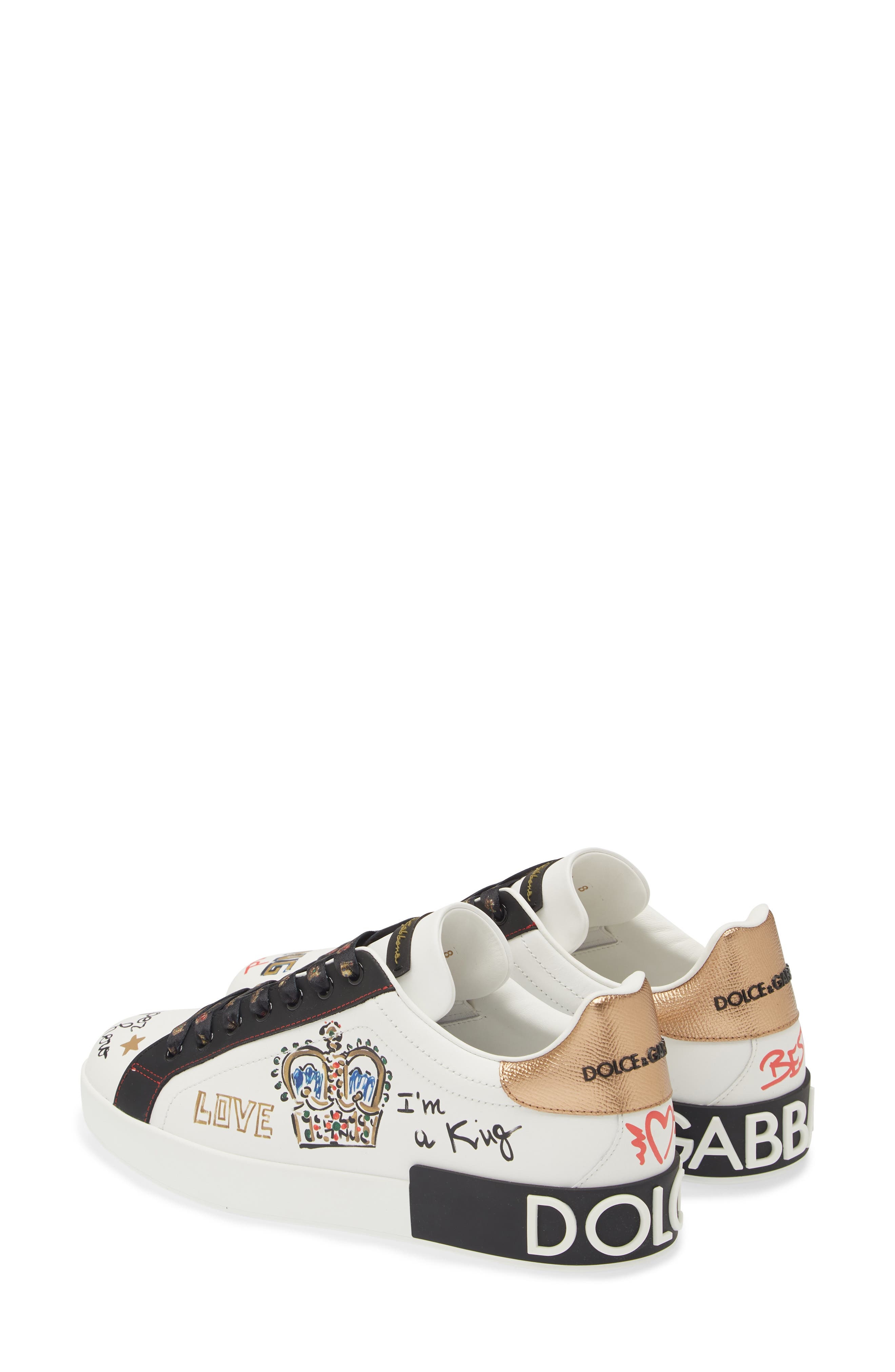 Dolce&Gabbana Portofino Graffiti Embellished Sneaker in White at Nordstrom - 2