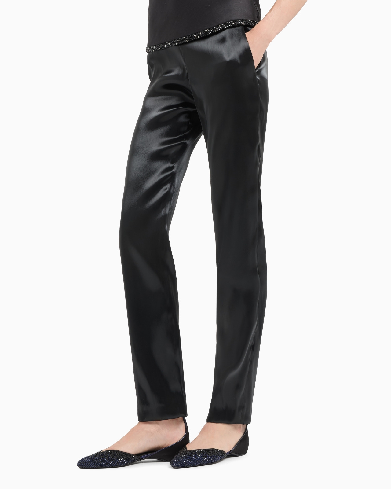 FLUID SILK STRAIGHT TROUSERS - 4