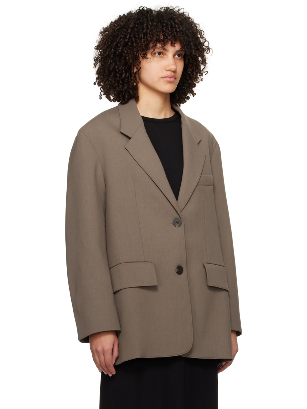 Brown Notched Lapel Blazer - 2