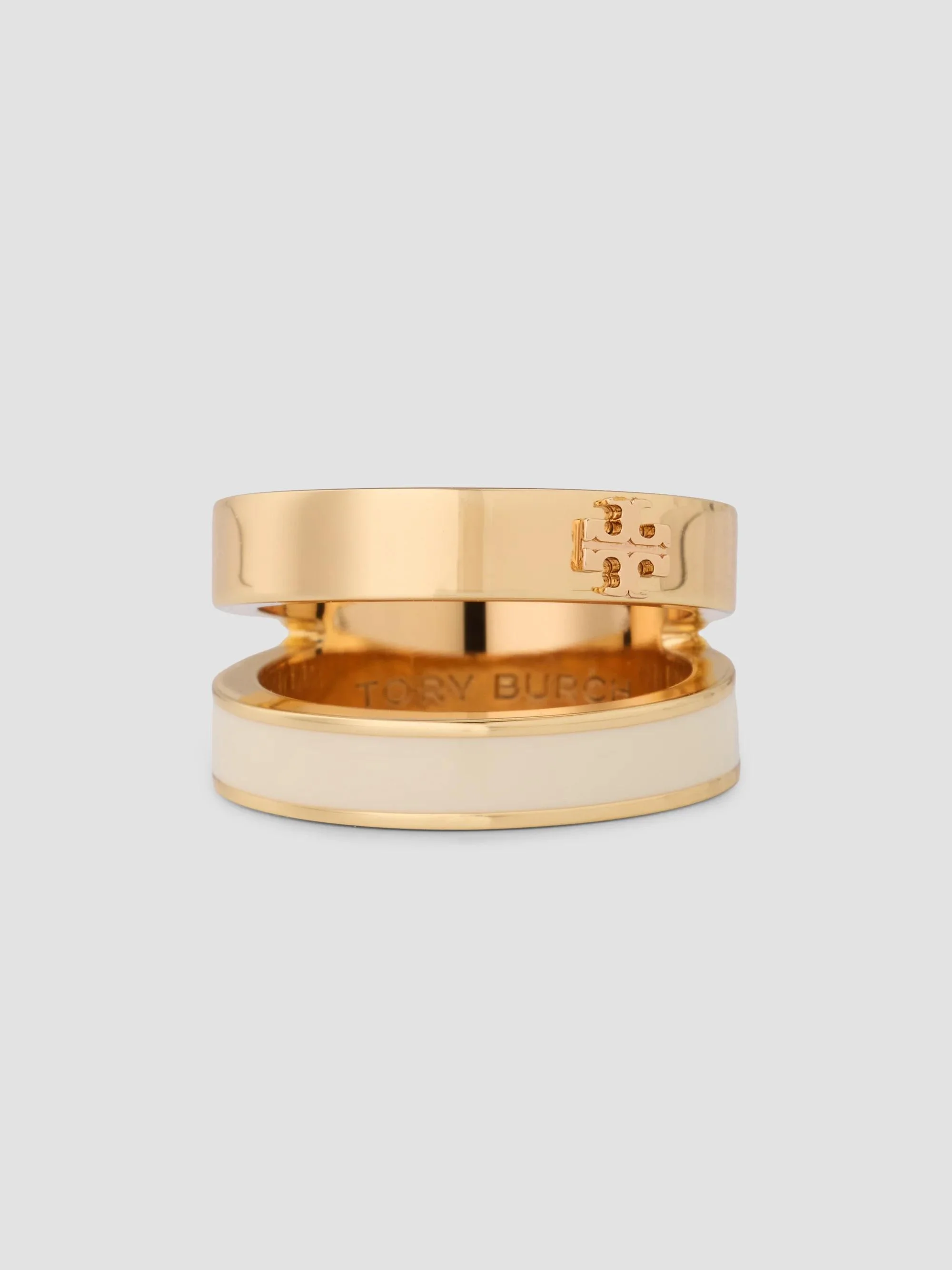 Women's Icon 18K-Gold-Plated & Enamel Double-Band Ring - Gold Ivory - 1